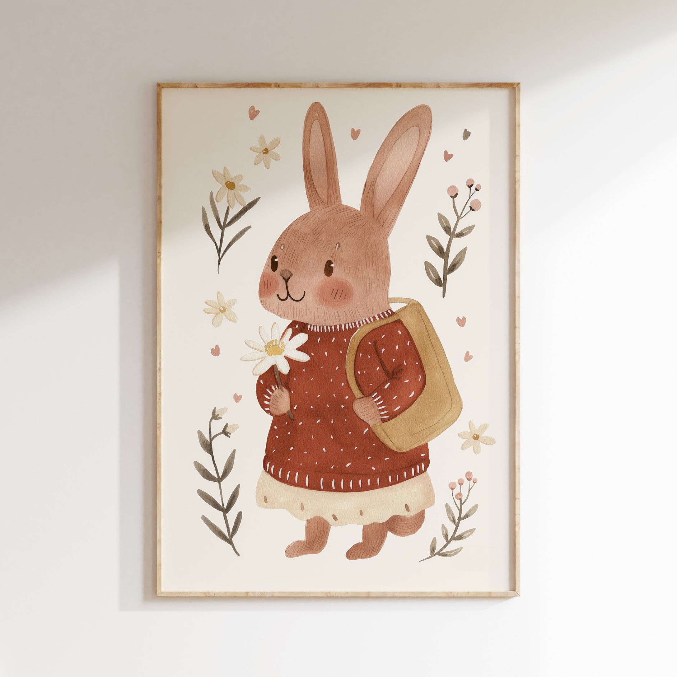 Kinderkamer print - Konijntje met Bloem