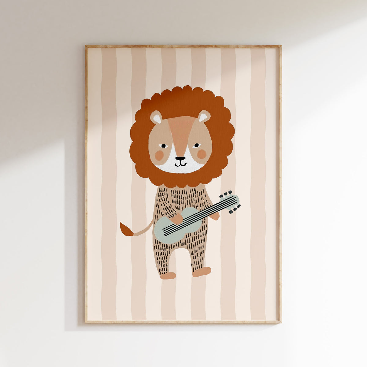 Kinderkamer print - Leeuw met Gitaar