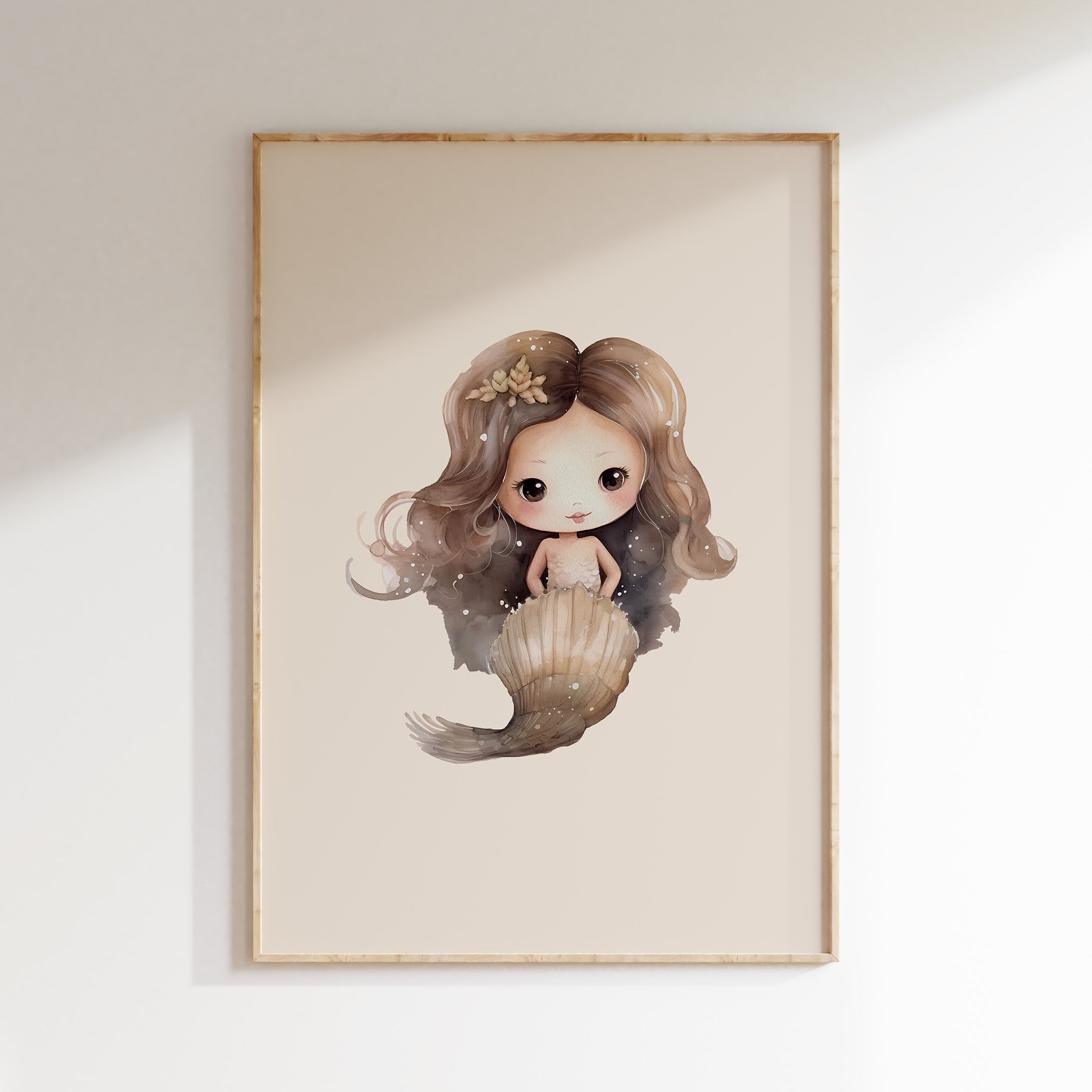 Children's room poster - Mermaid beige with shell tail | Mermaids