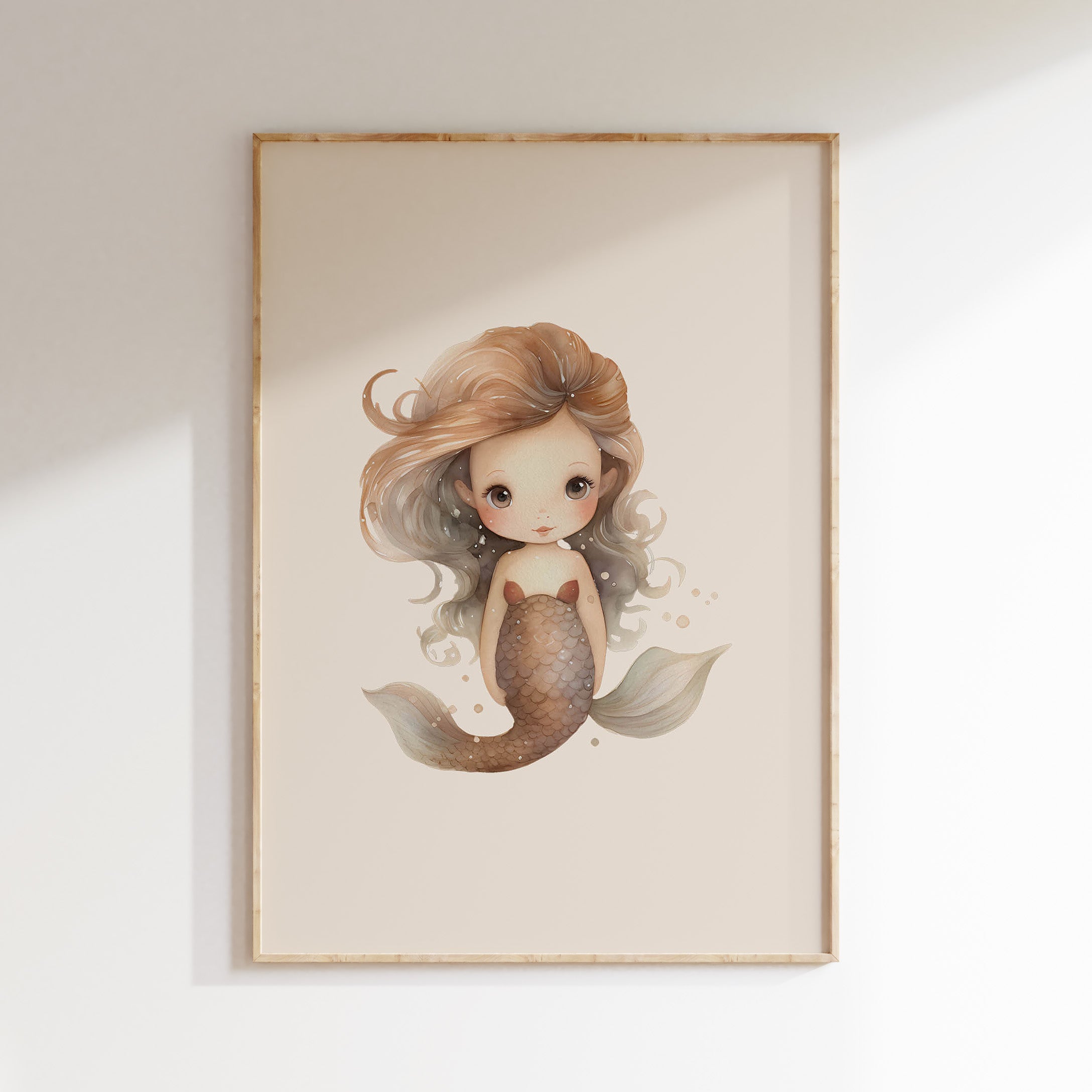 Children's room poster - Mermaid beige with wavy hair | Mermaids