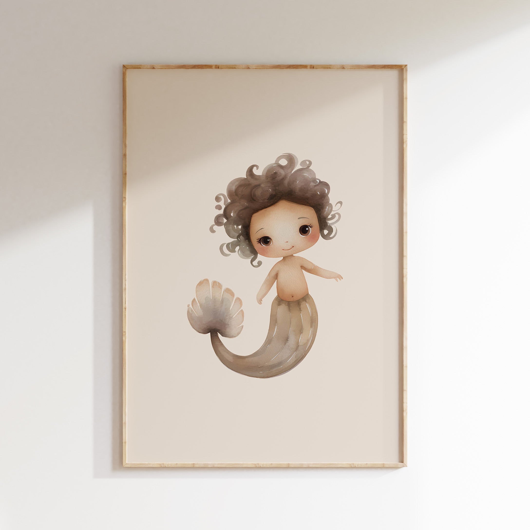 Children's room poster - Mermaid beige with curls | Mermaids