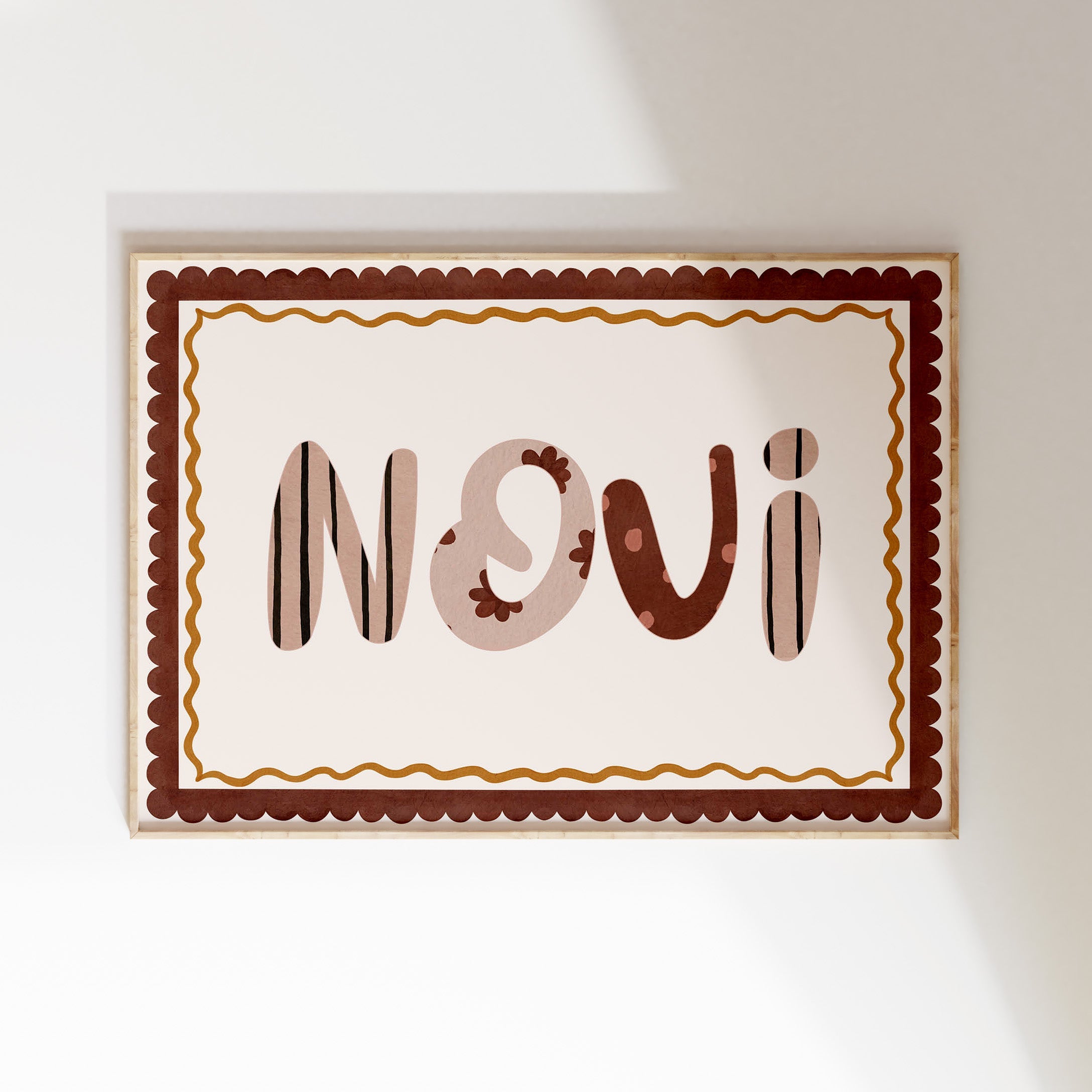 Naamposter Retro - bruin