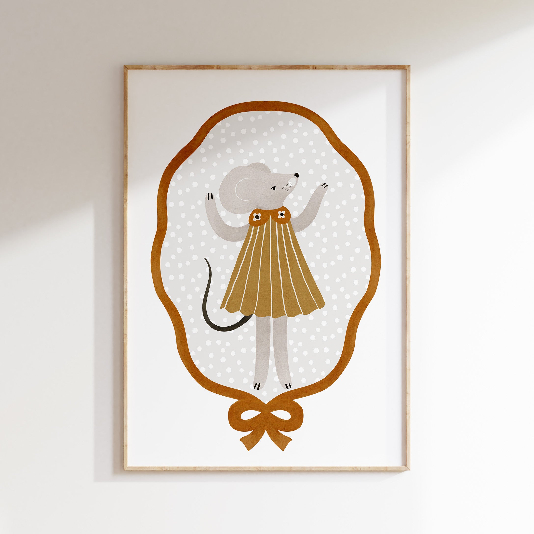 Retro kinderkamer poster - Dansende muis in vintage lijst