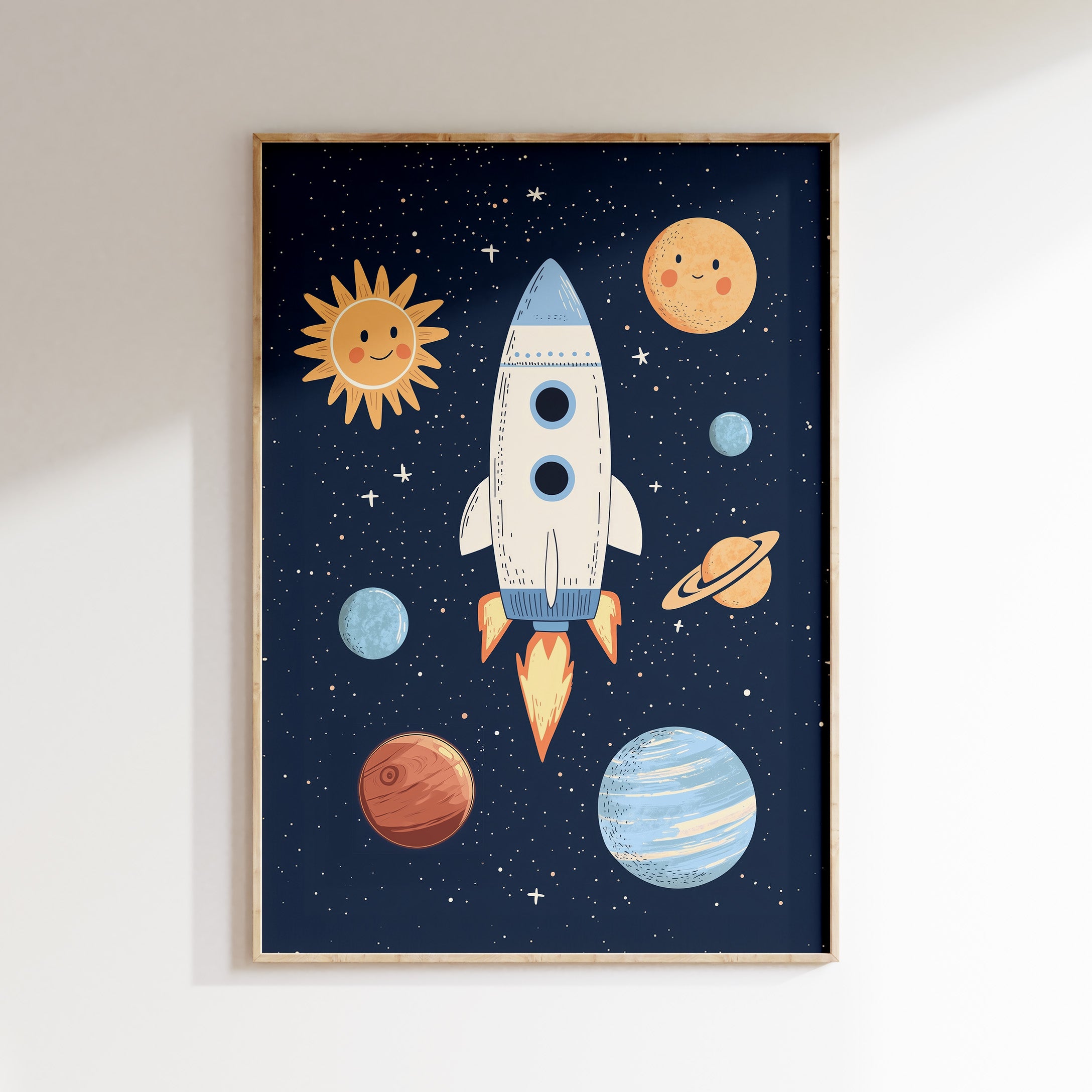 Kinderkamer print - Ruimte Raket