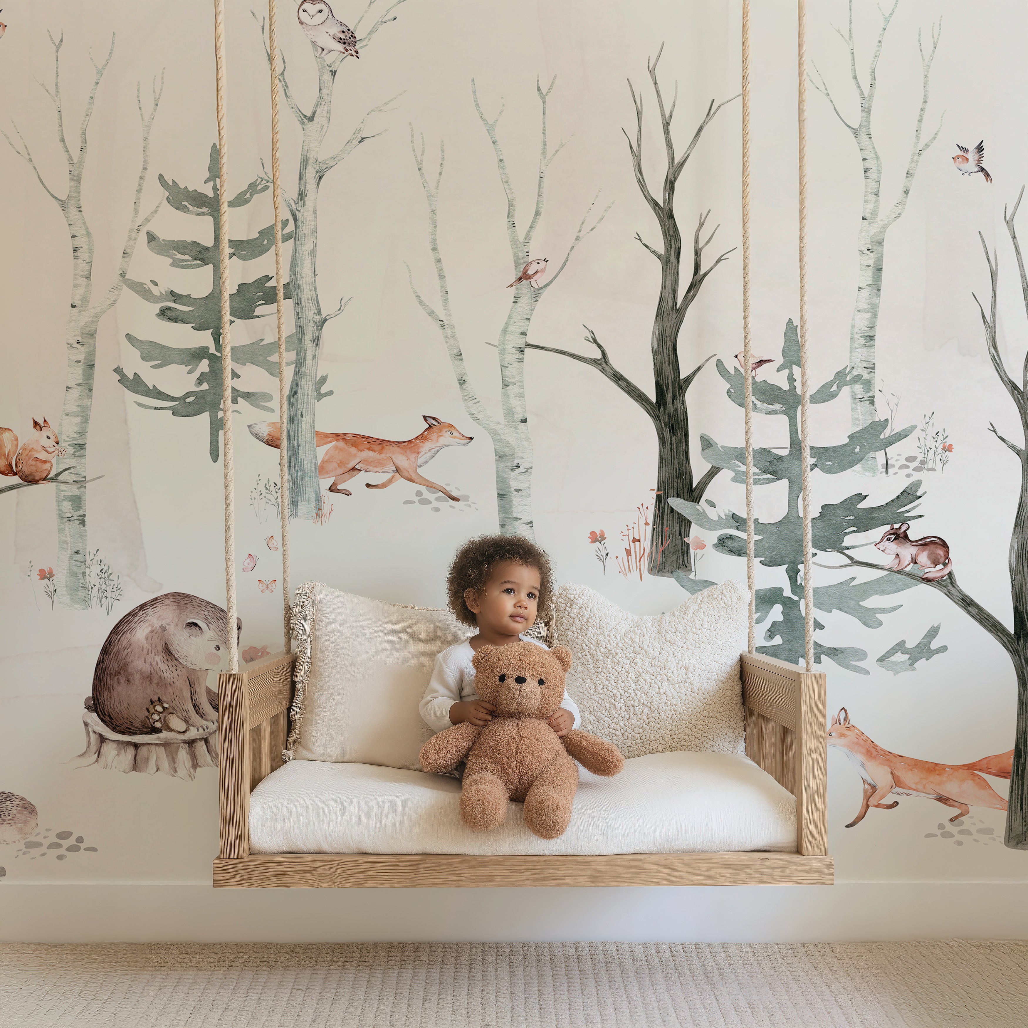 Collage behang Forest Friends