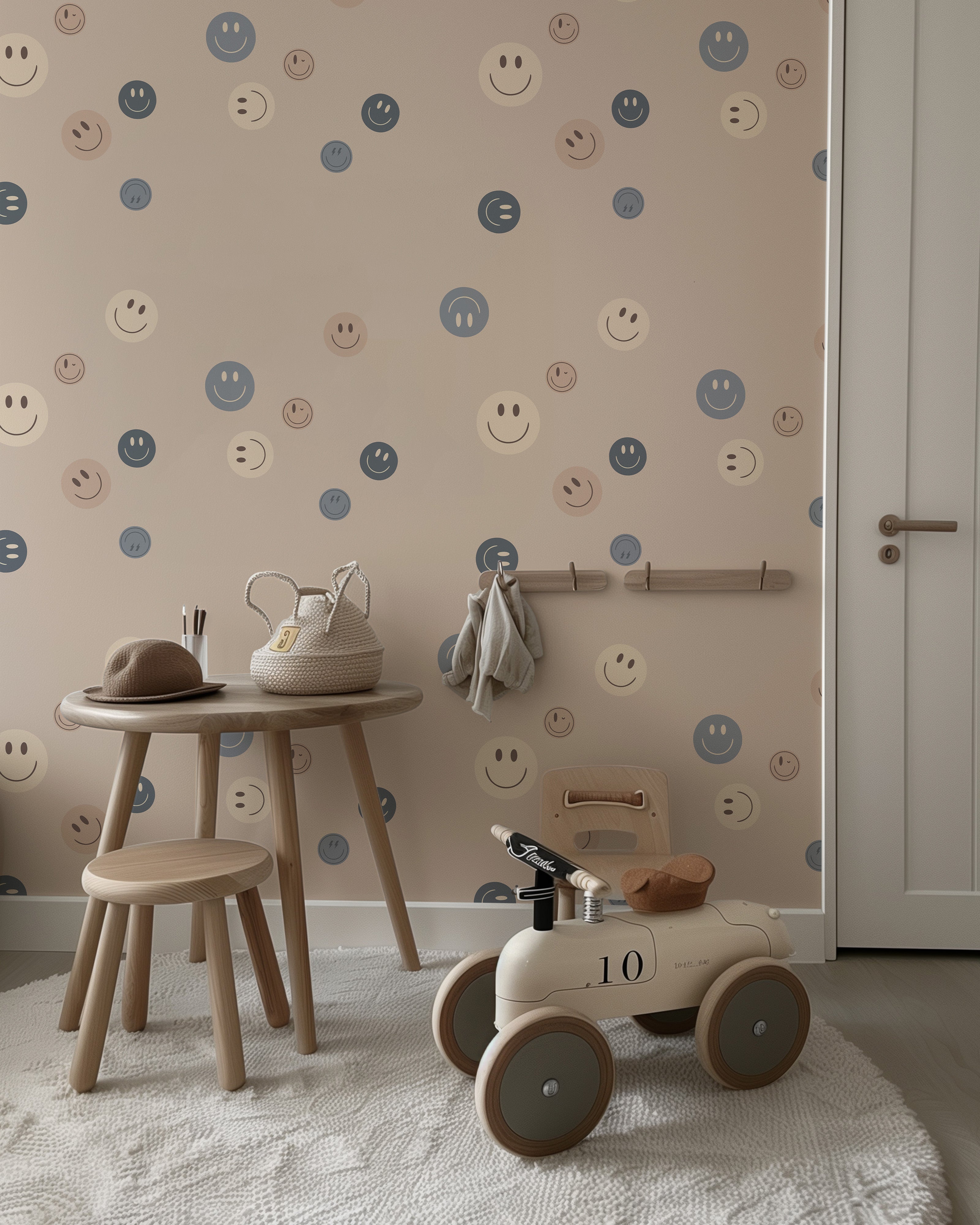 Behang Smiley - navy