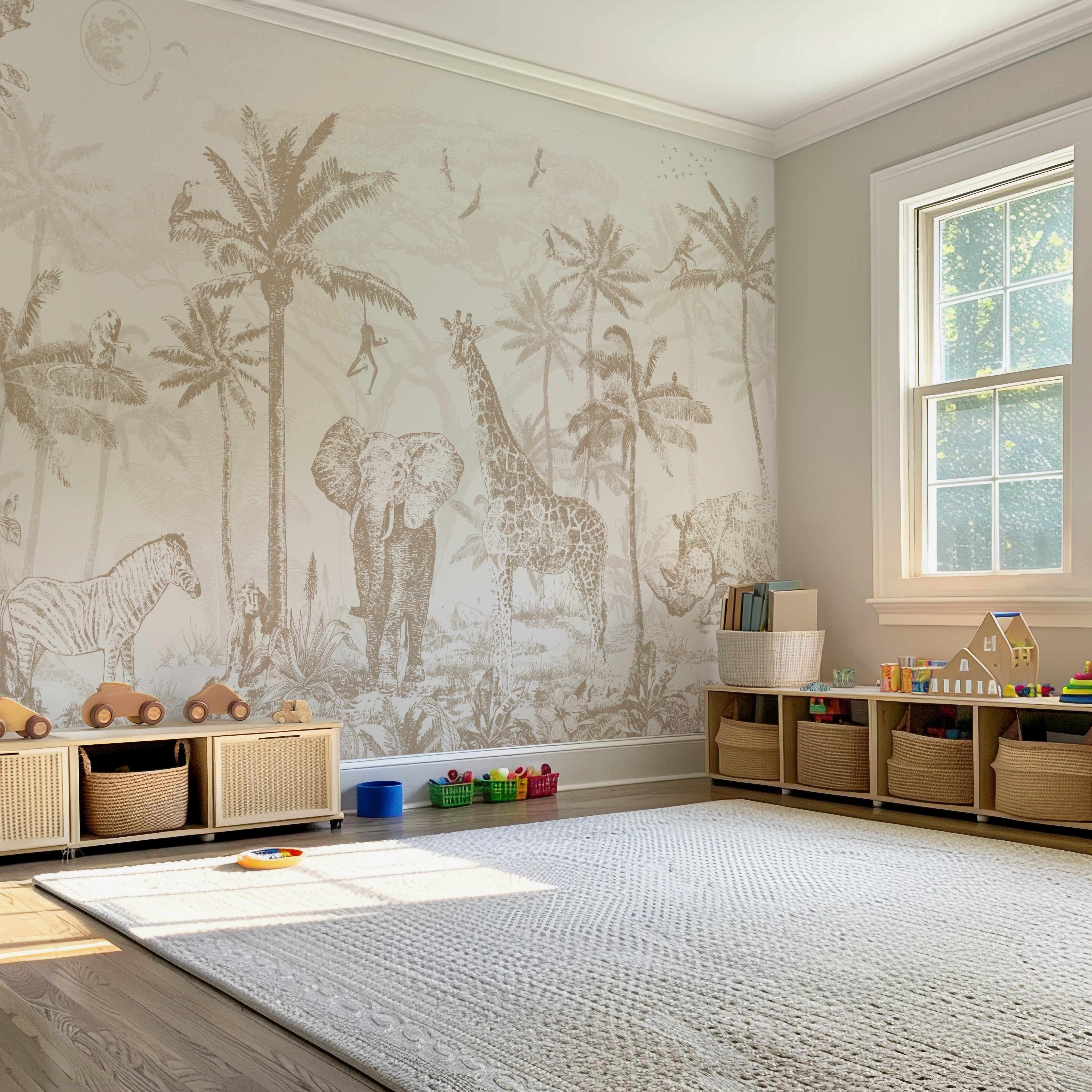 Collage behang Jungle - bruin