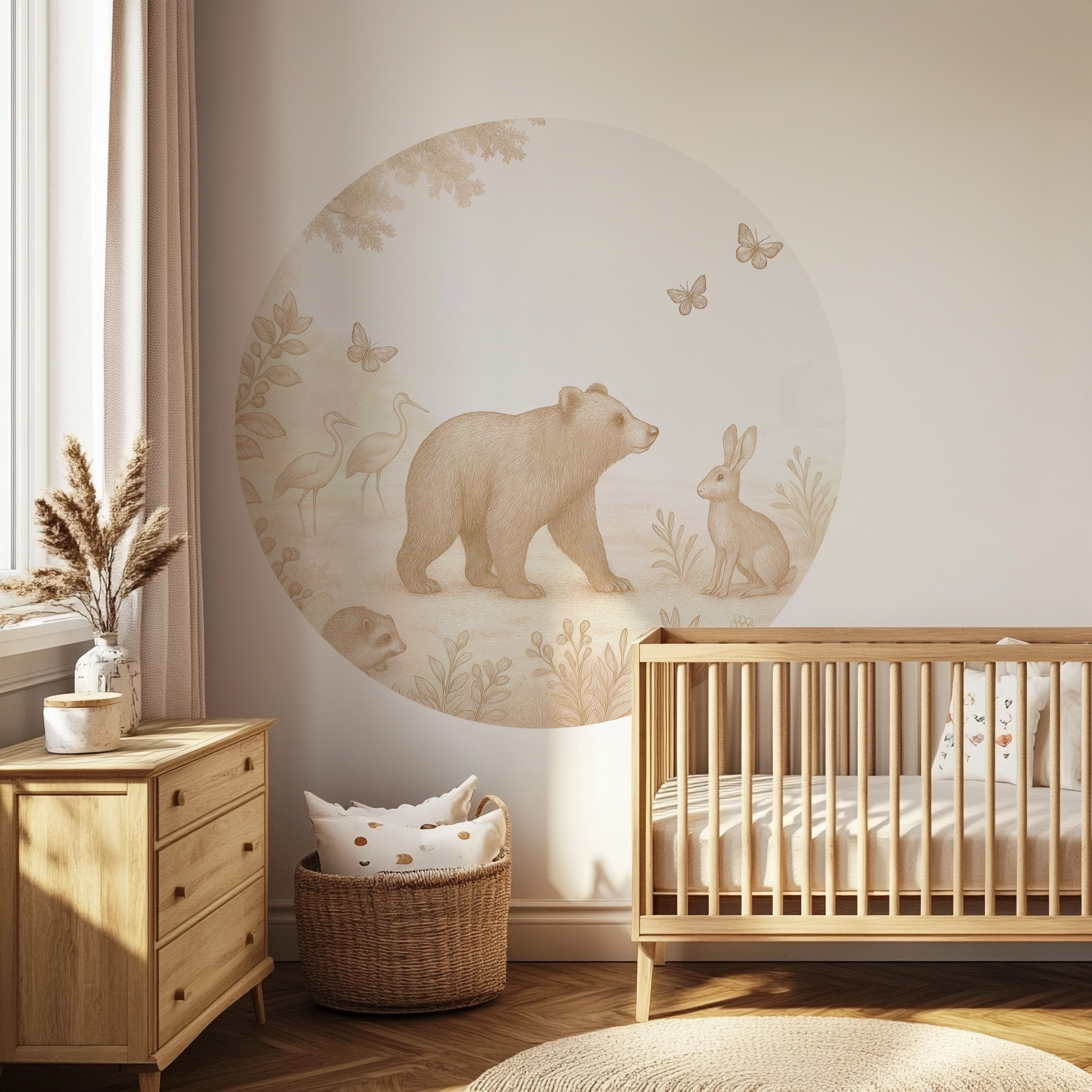 Behangcirkel - Bosdieren | sepia