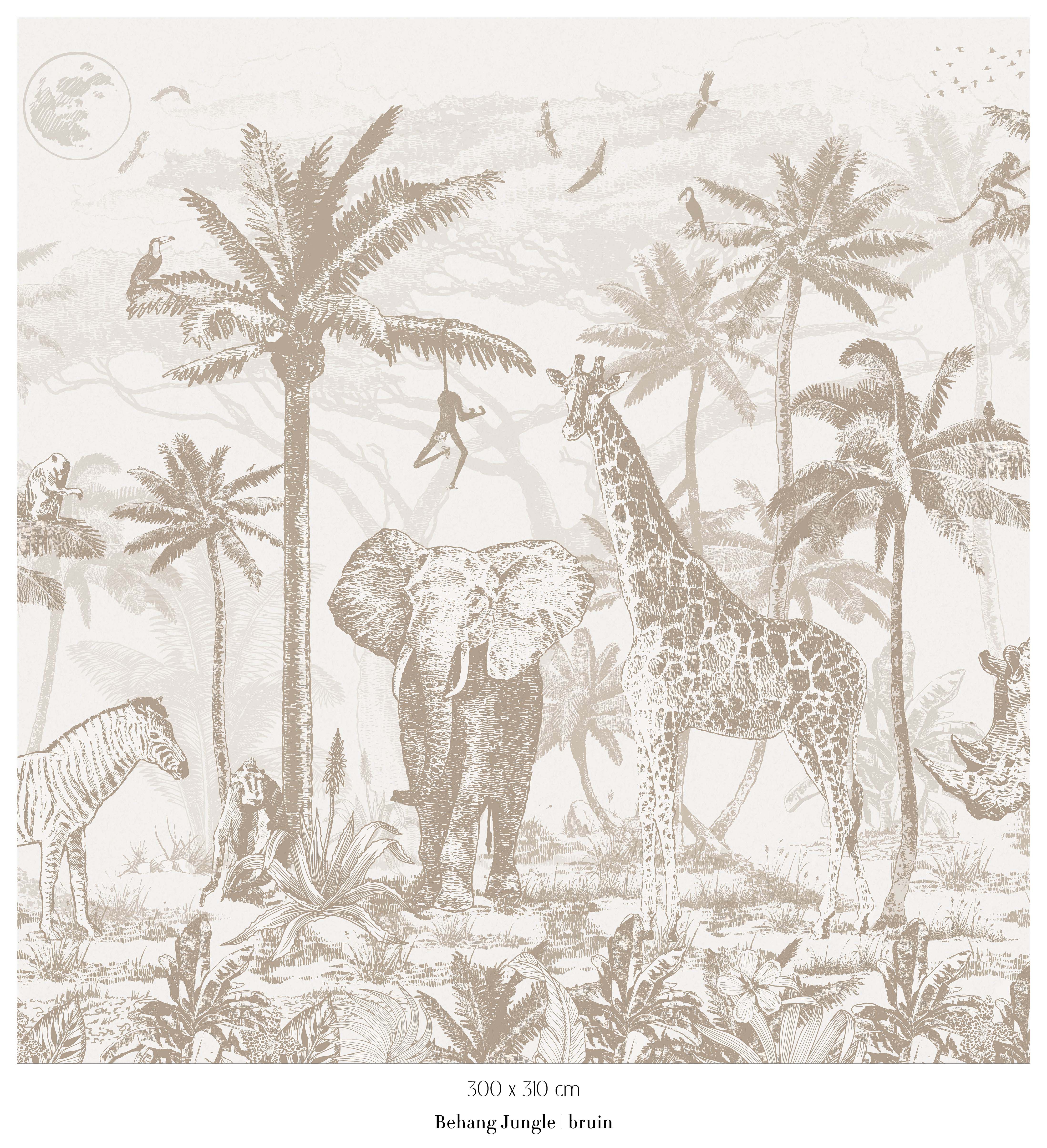 Collage wallpaper Jungle – brown (offer)