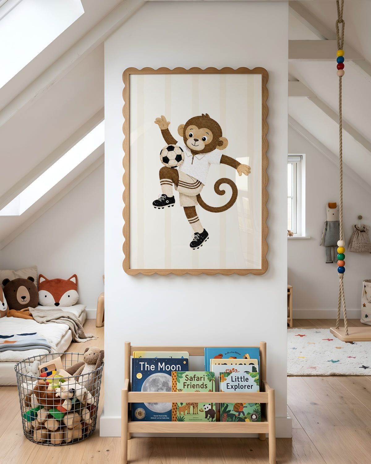 Kinderkamer poster - Voetballer aap
