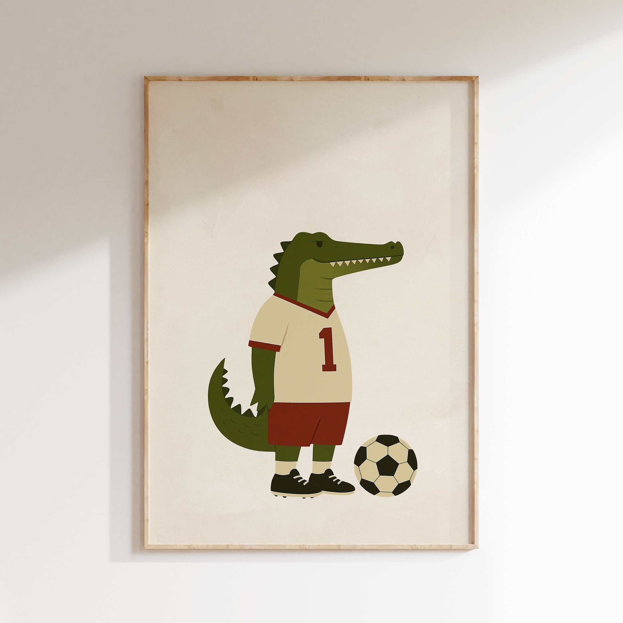 Kinderkamer poster - Voetballer Krokodil | Sport