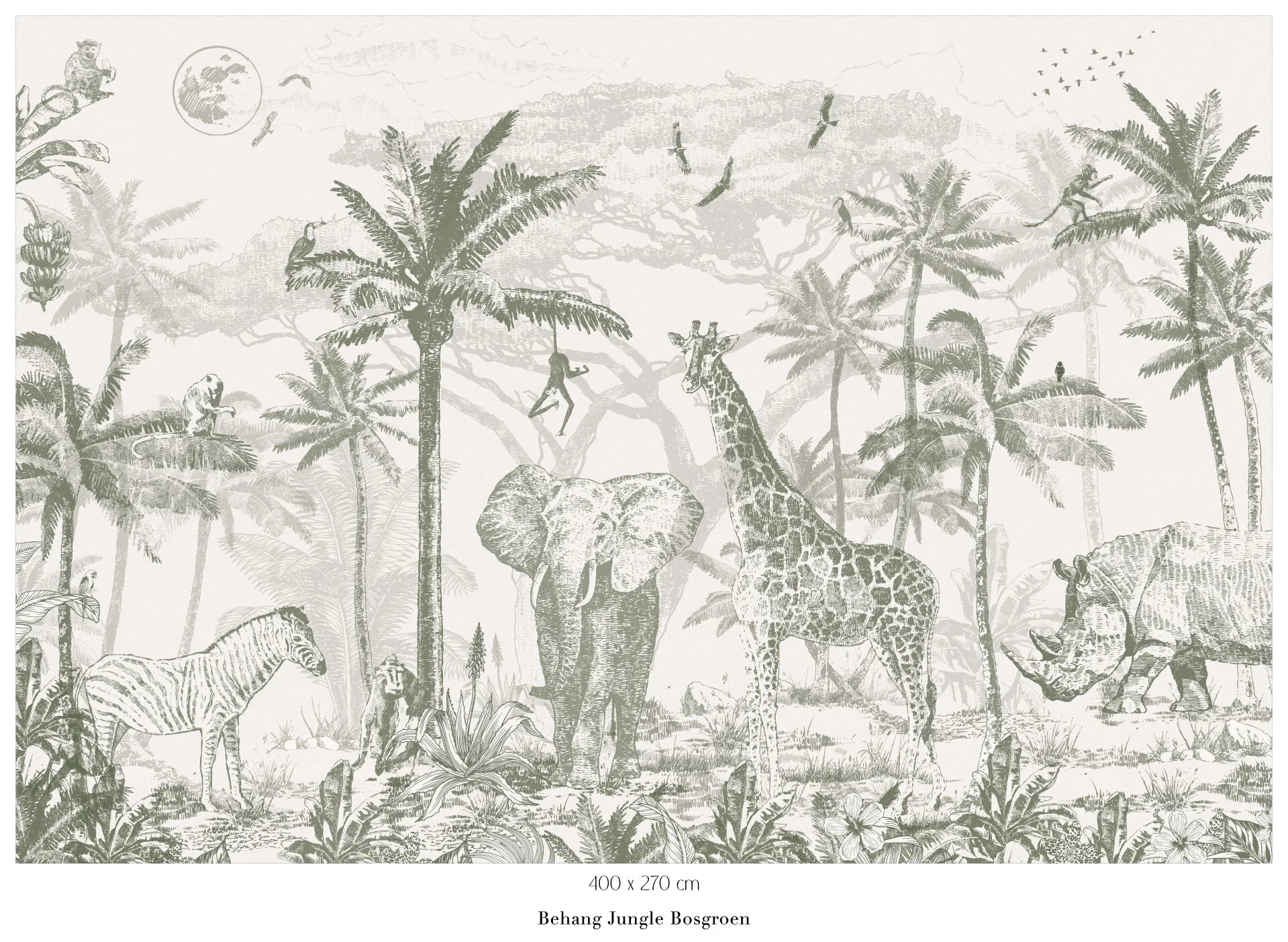 Collage behang Jungle - bosgroen