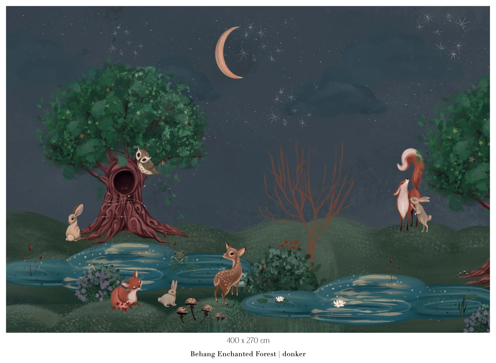 Collage behang Enchanted Forest - blauw