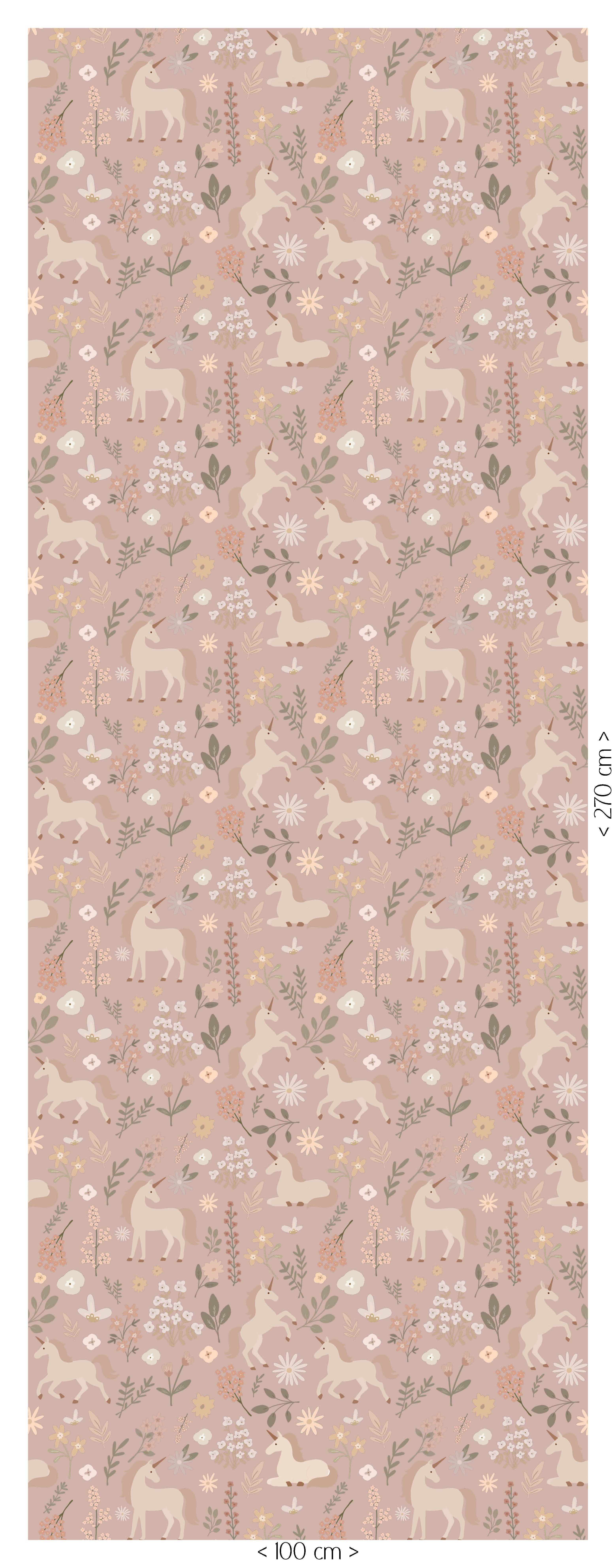 Behang Unicorns - old rose