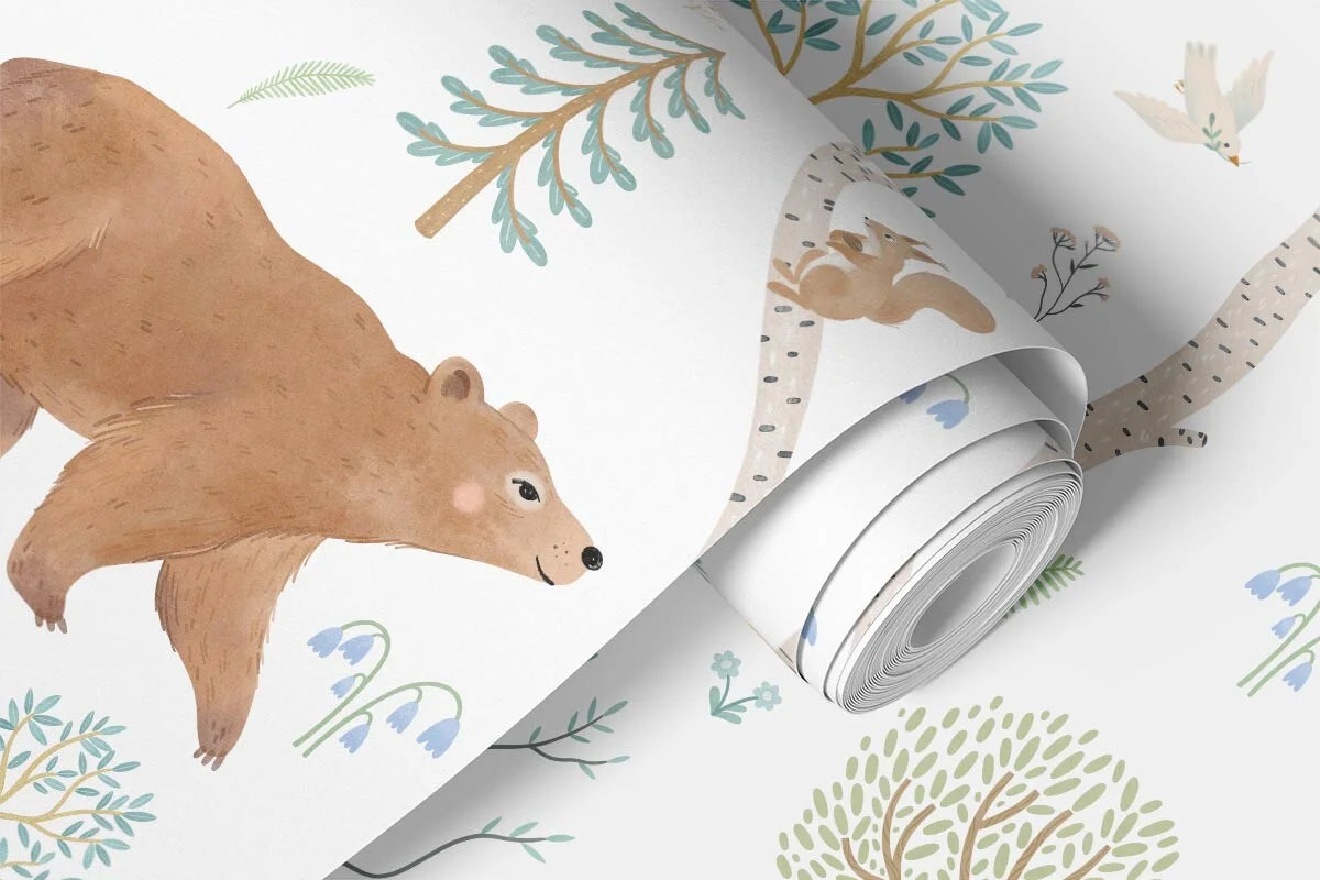Collage behang Dieren in het bos