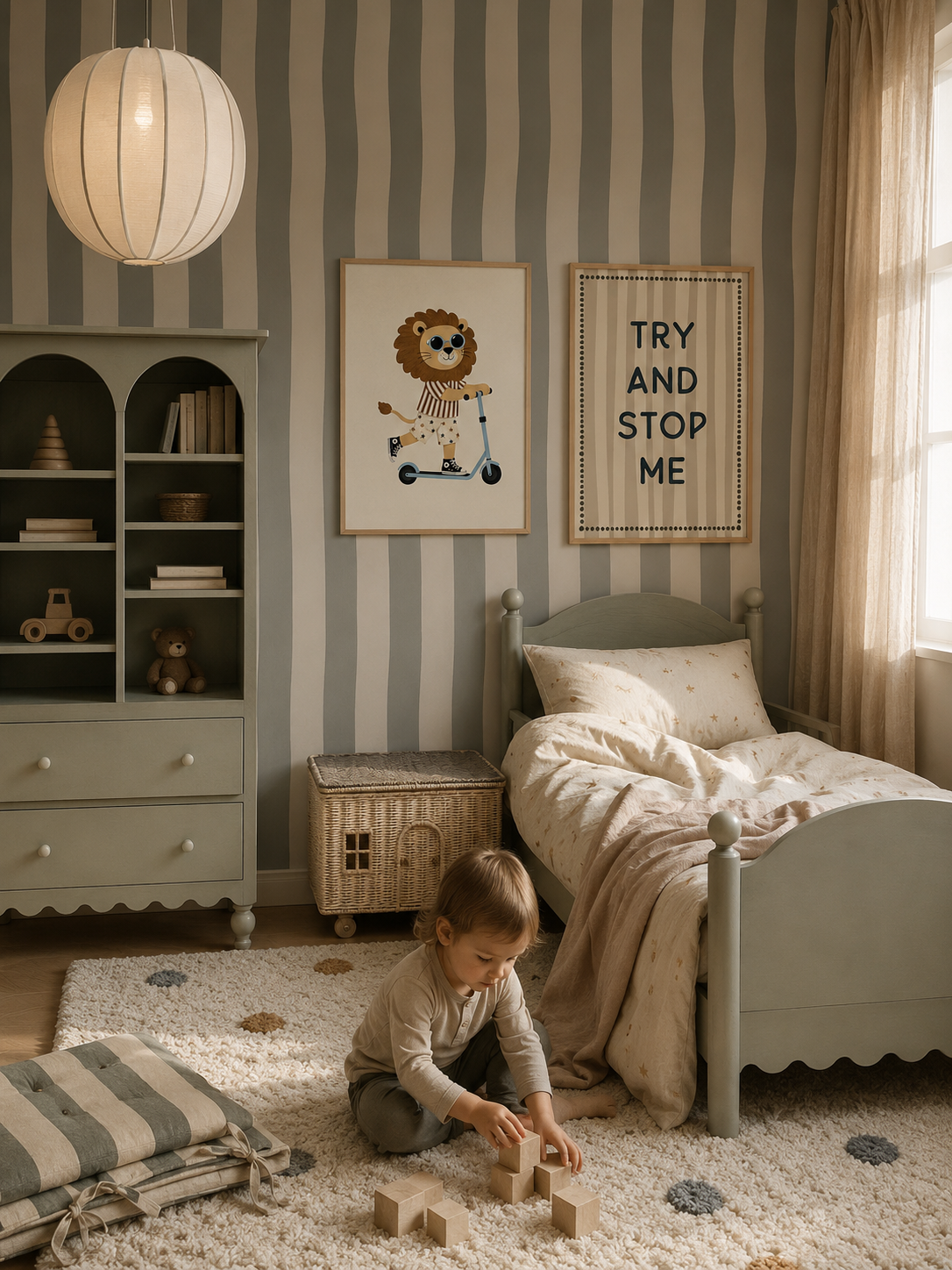 Kinderkamer inspiratie: Vintage Green & Wavy Stripes: Dé basis voor een stijlvolle jongenskamer