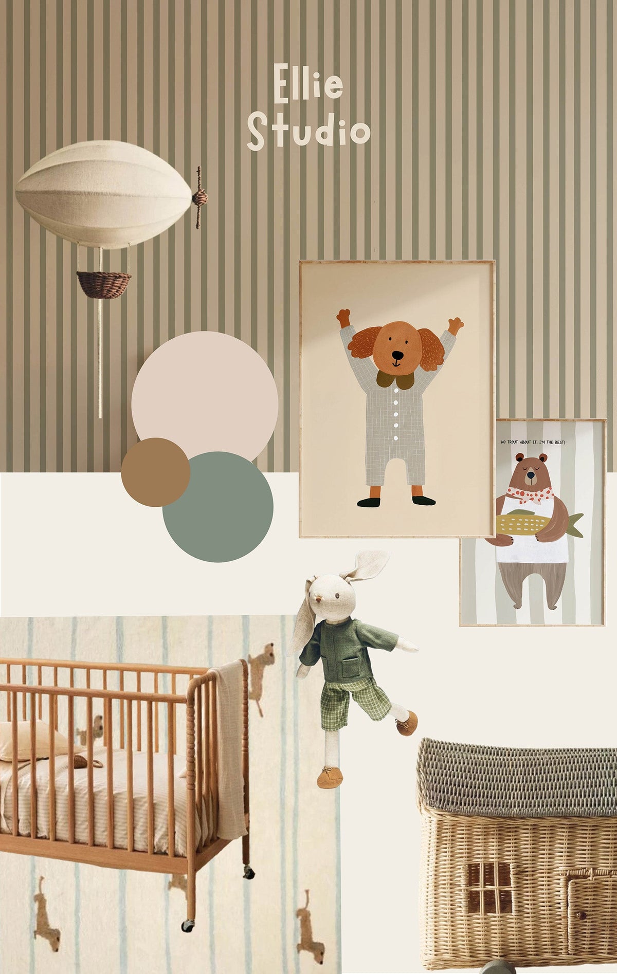Kinderkamer inspiratie: een rustige kinderkamer in sagegroen met speelse details