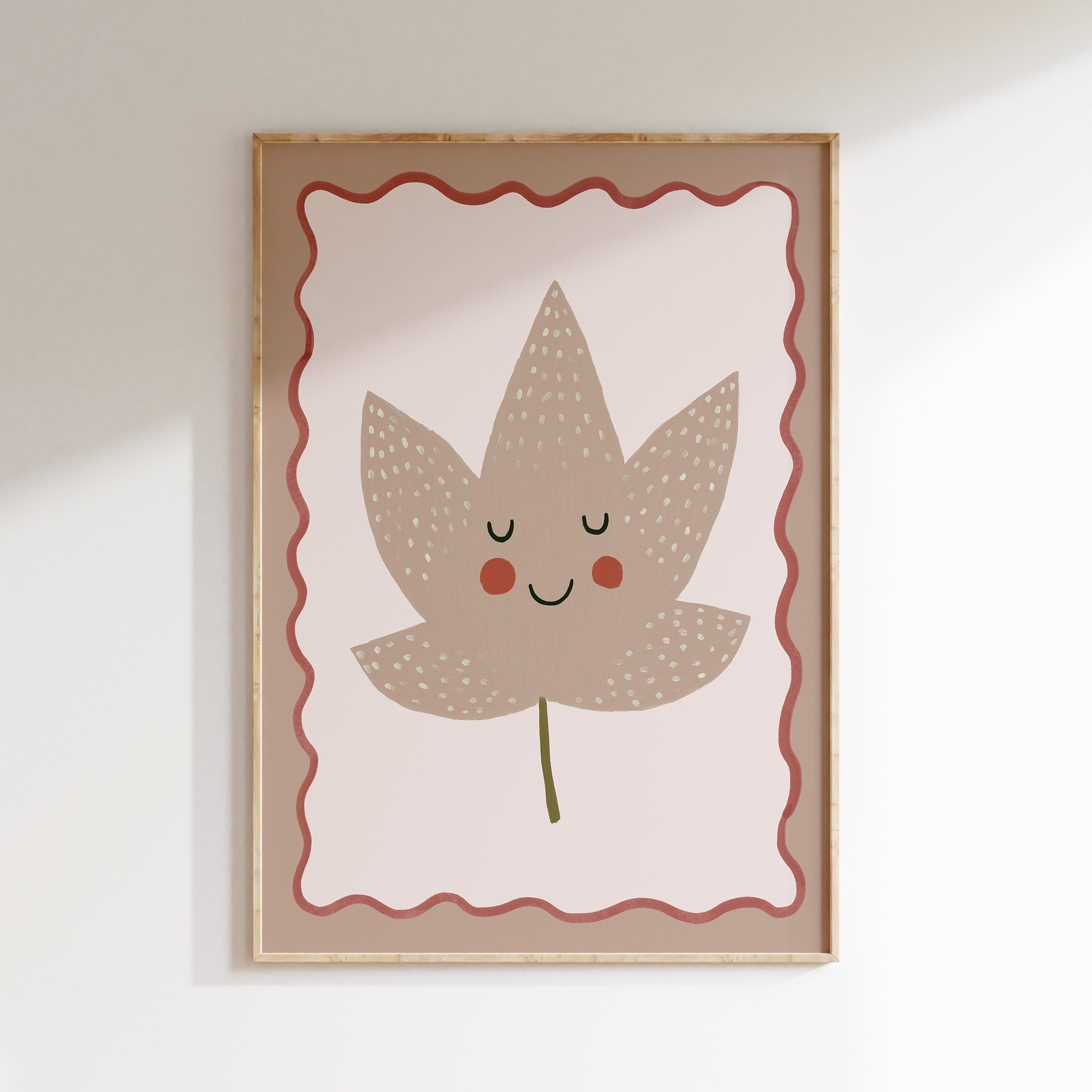 Children's room print - Autumn leaf with smile