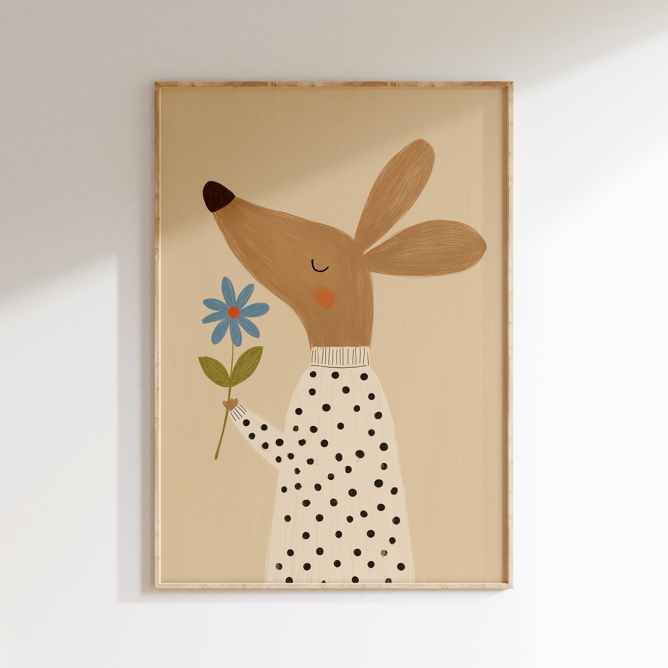 Nursery print - Deer with flower