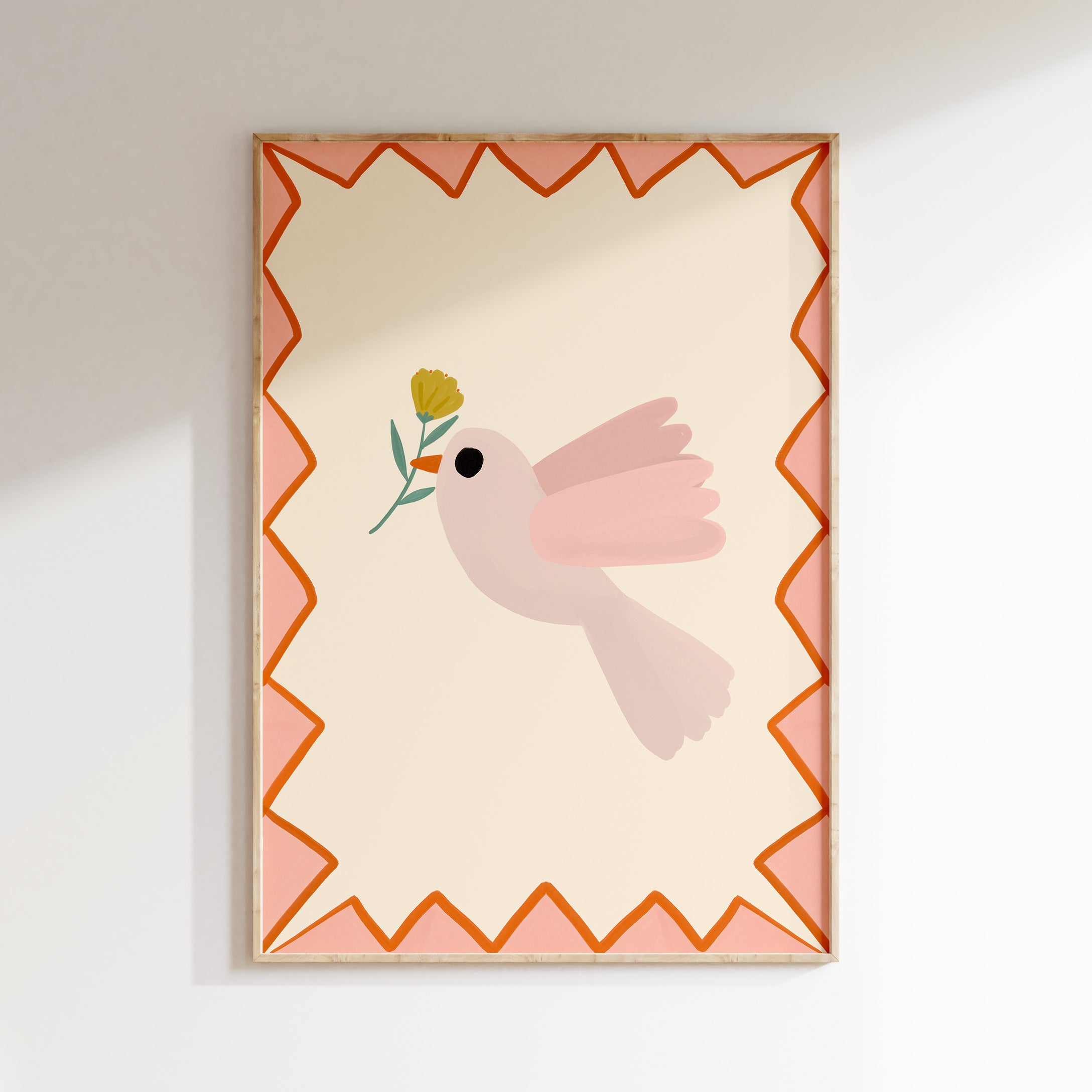 Nursery print - Bird with flower