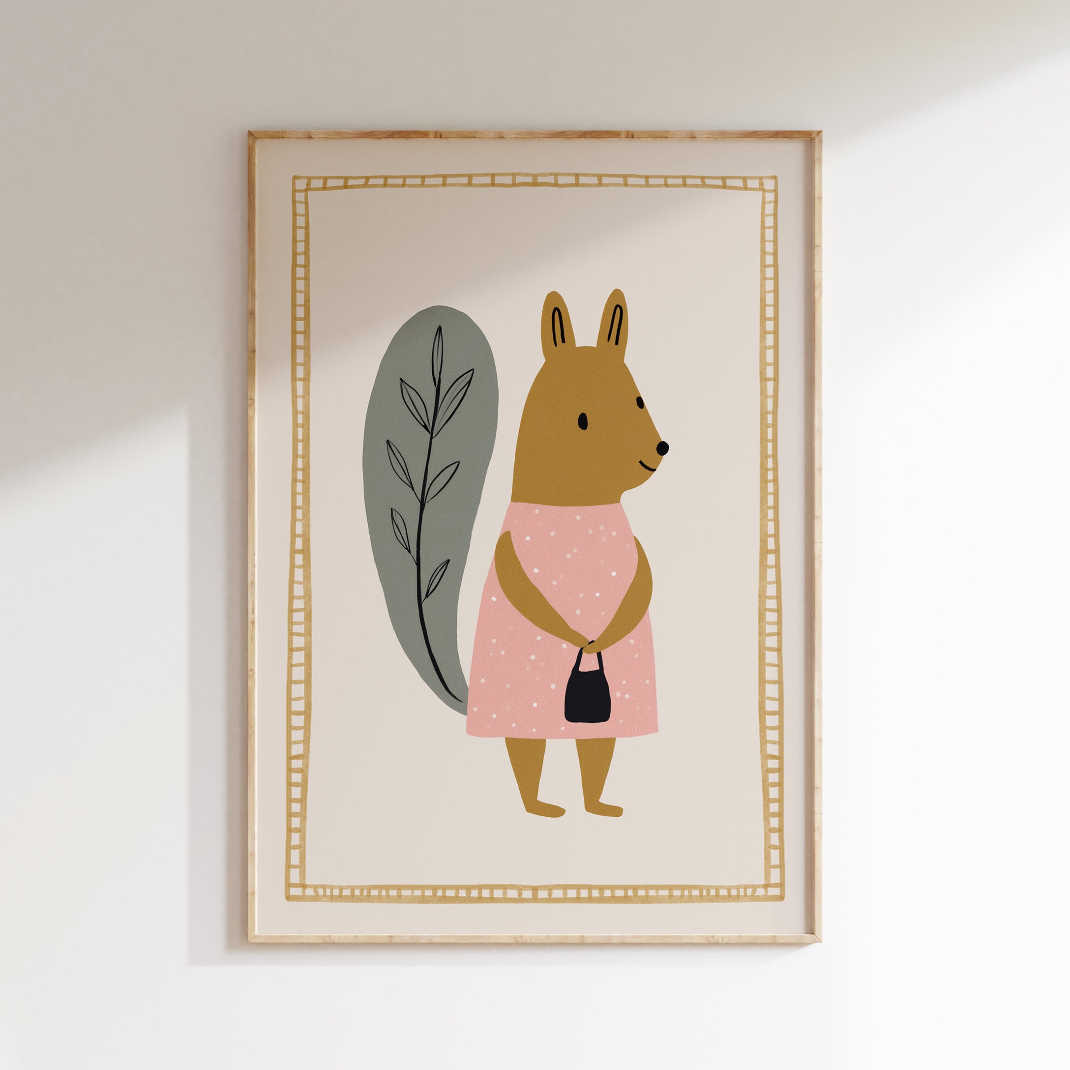 Nursery print - Squirrel with dress