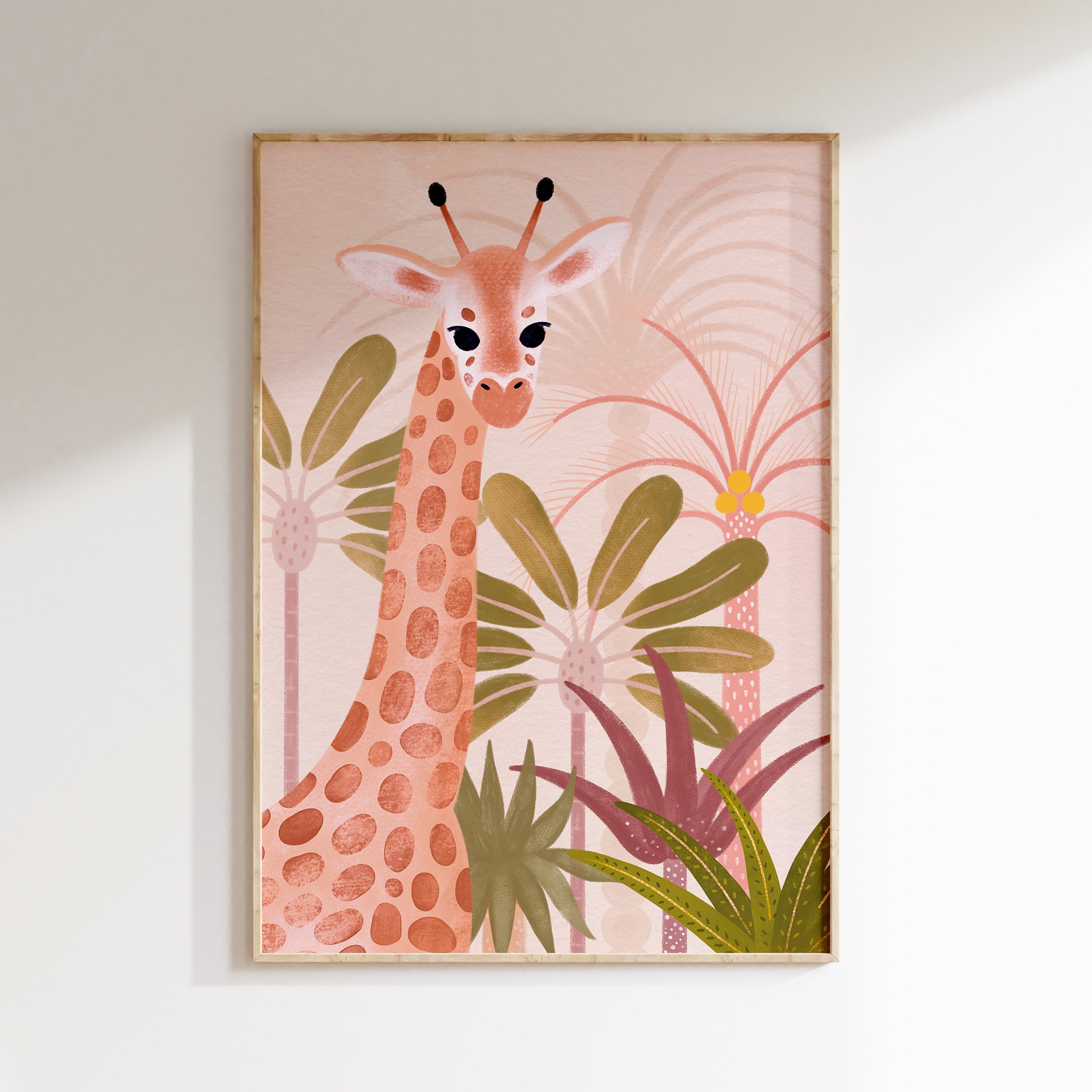 Kinderkamer poster - Giraffe tussen palmbomen | Africa