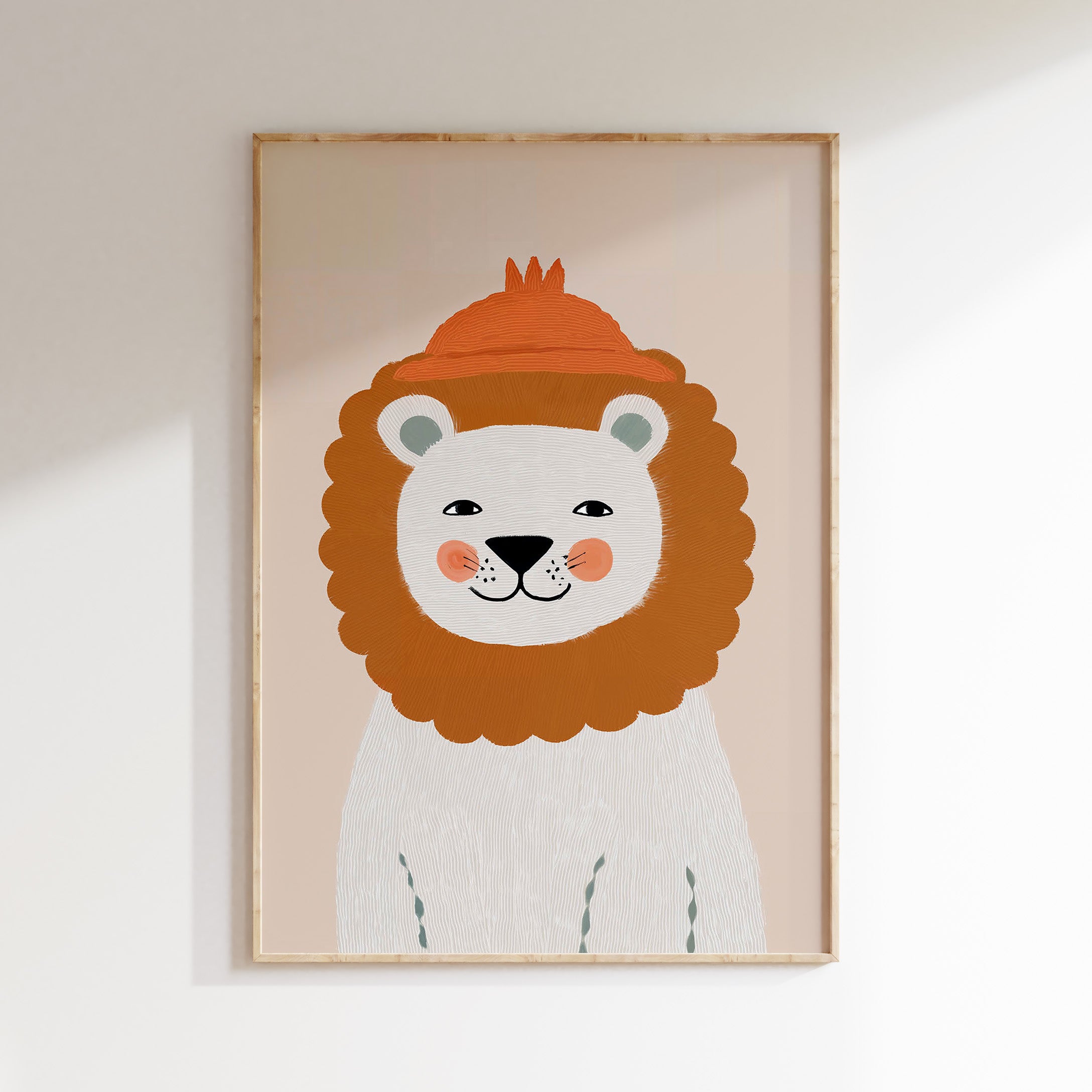Children's room print - Lion with hat