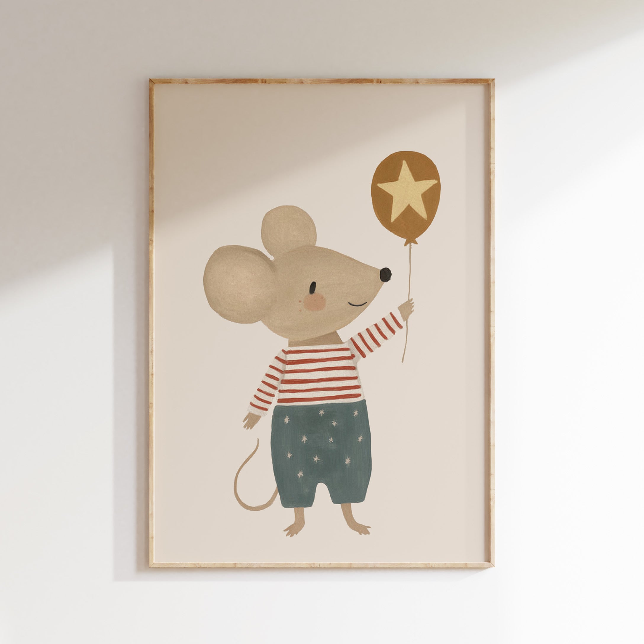 Children's room print - Mouse with balloon