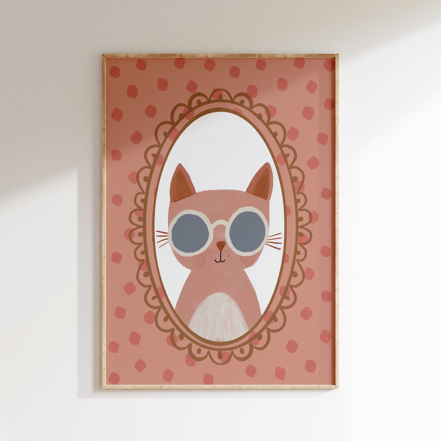 Kinderkamer print - Kat met zonnebril
