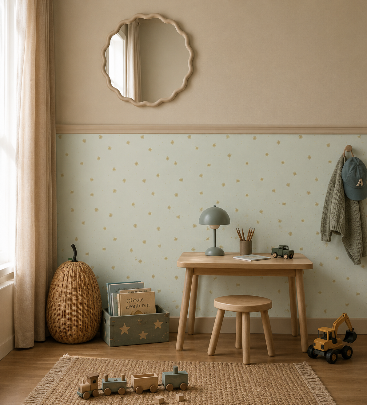 Behang Tiny Stars - sage mist