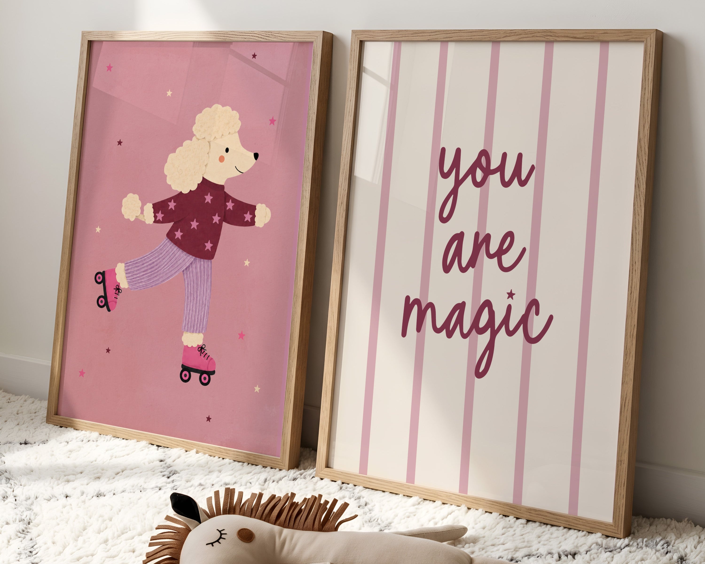 Children's room print - Rabbit with Field Flowers