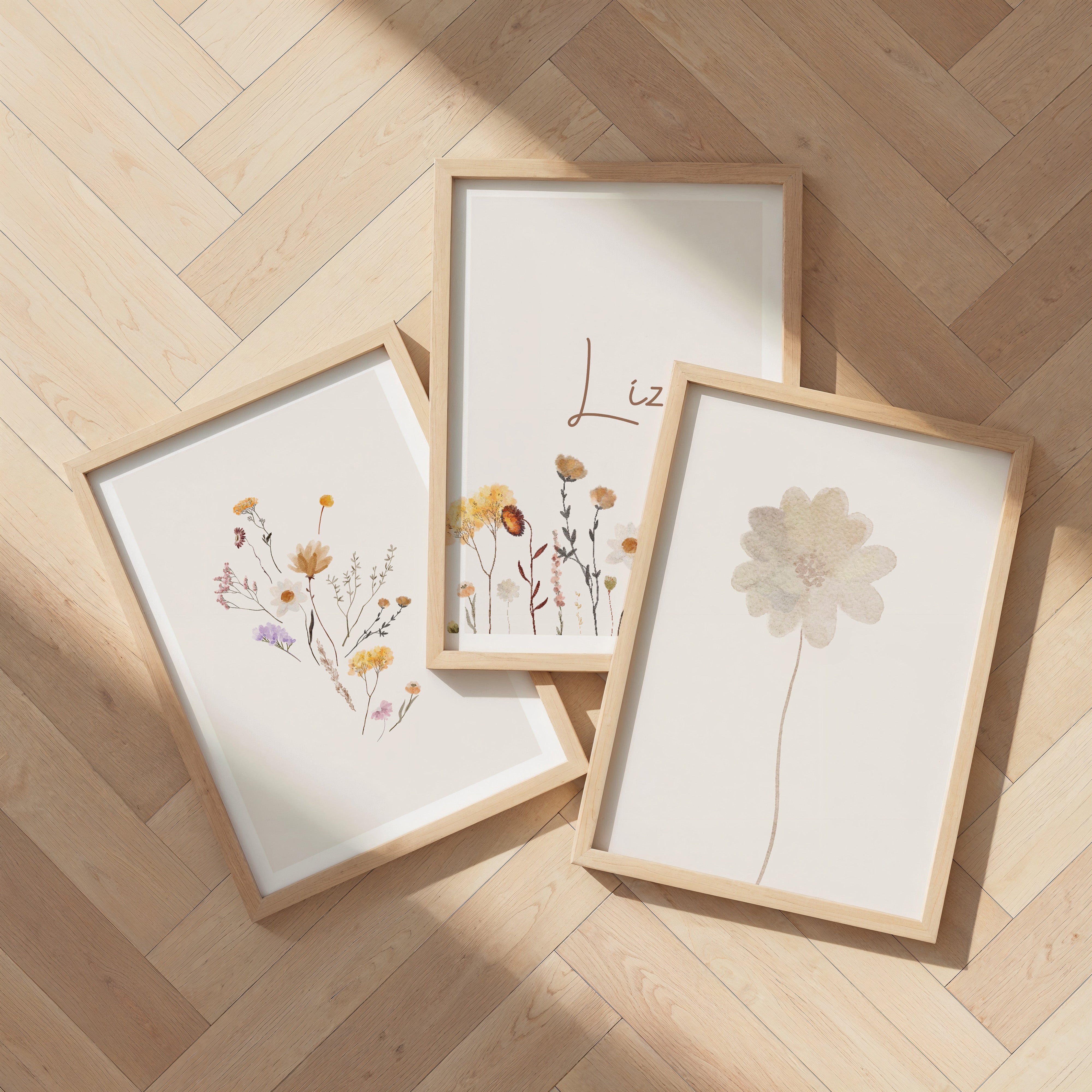 Kinderkamer poster - Plukboeket geel | Veldbloemen