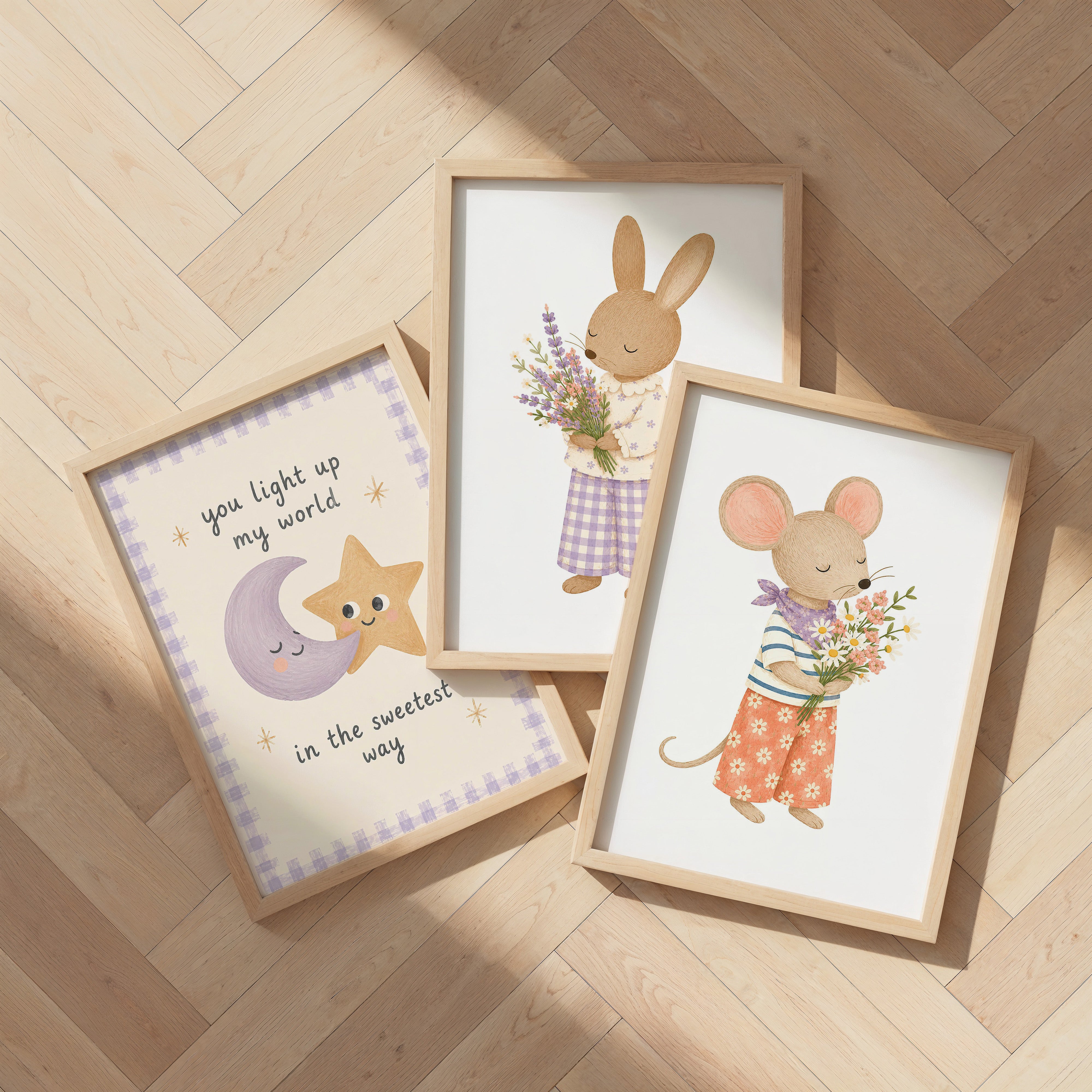 Kinderkamer print - Konijn met Veldbloemen