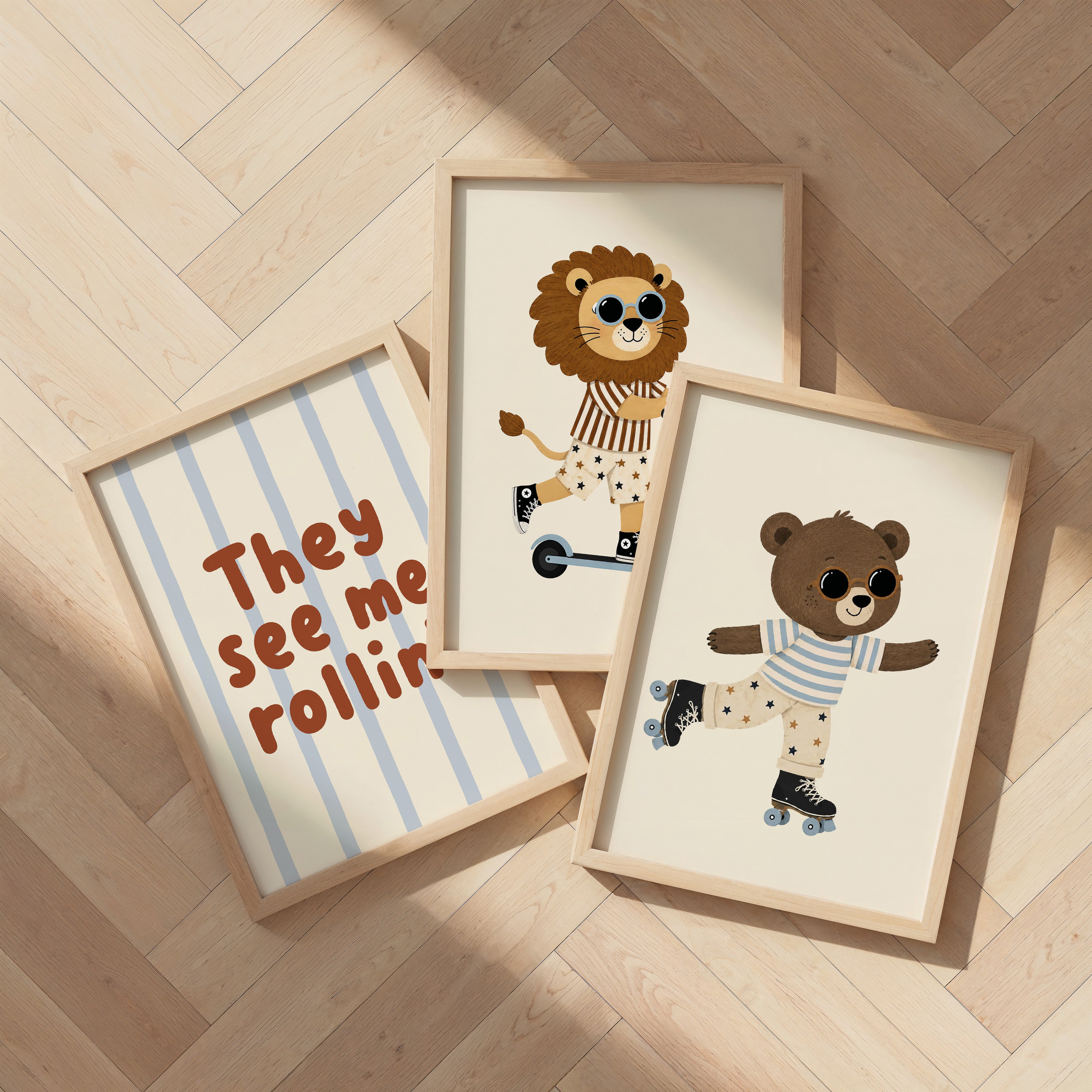 Children's room print - Cool elephant on roller skates