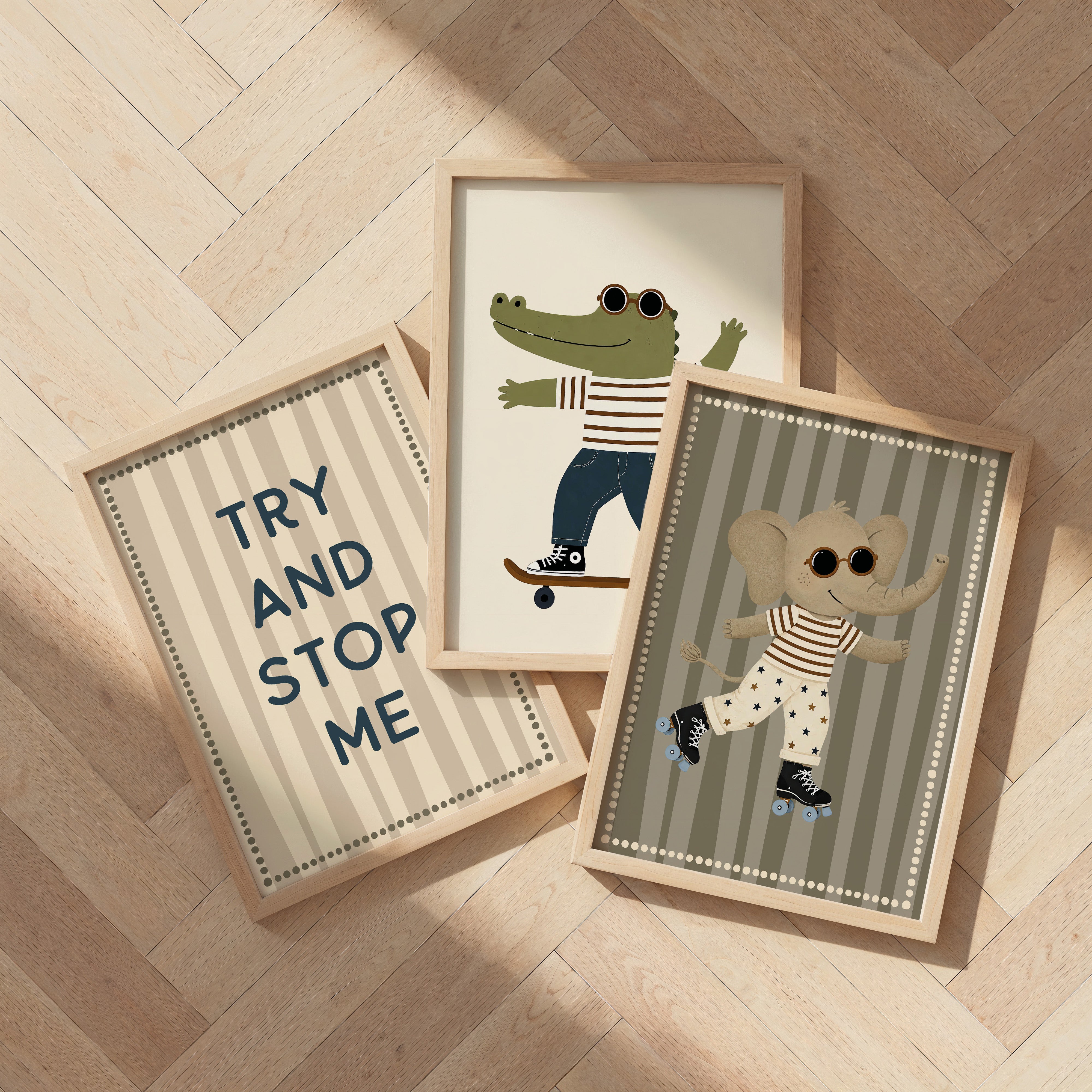 Children's room print - Cool lion on scooter
