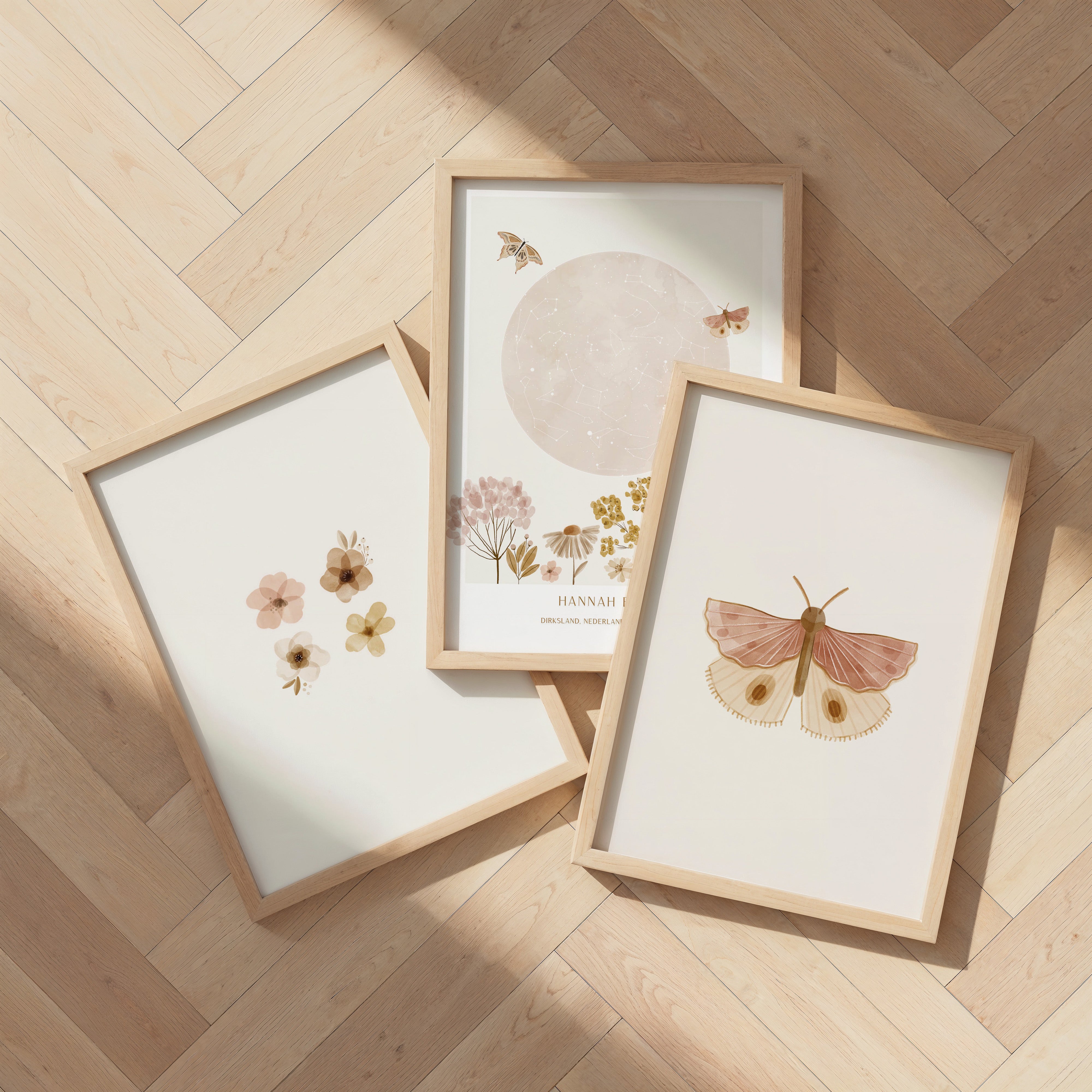 Kinderkamer poster - Vintage Roze Vlinder | Vintage Garden