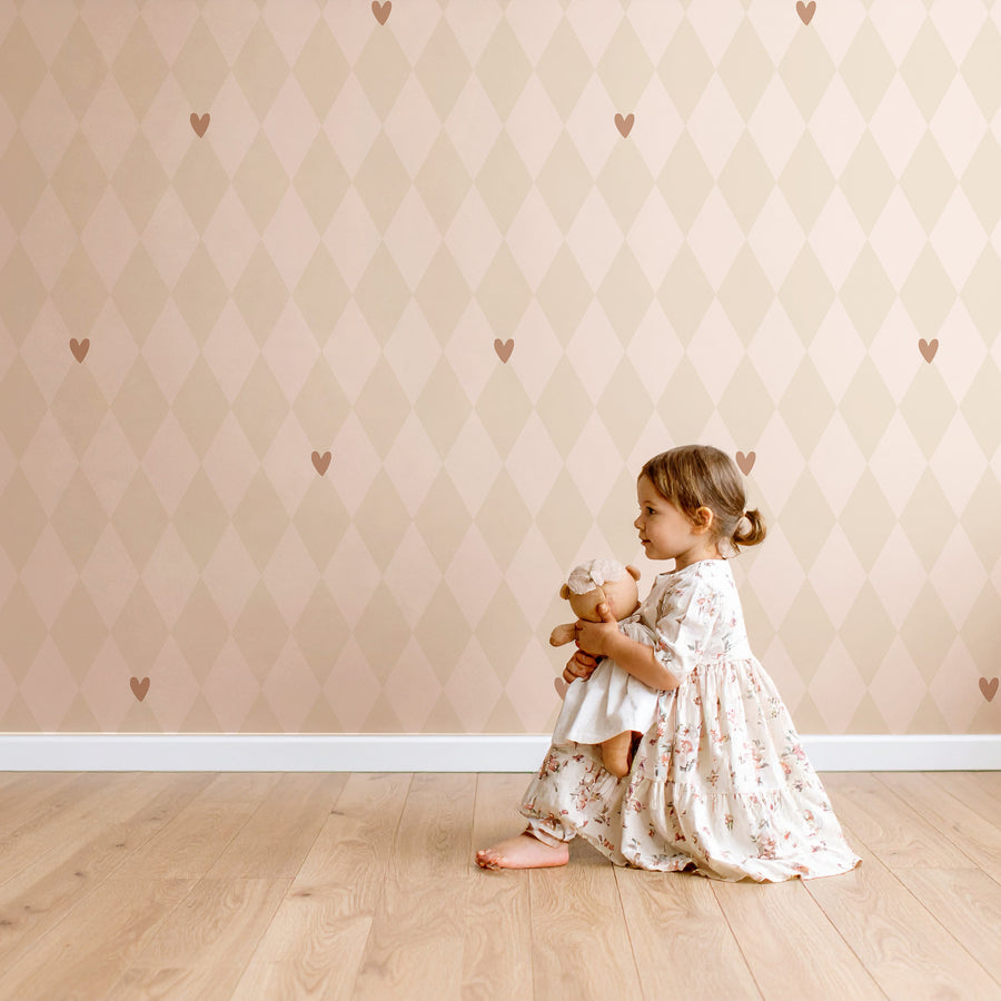 Wallpaper Wiebertje - beige | hearts