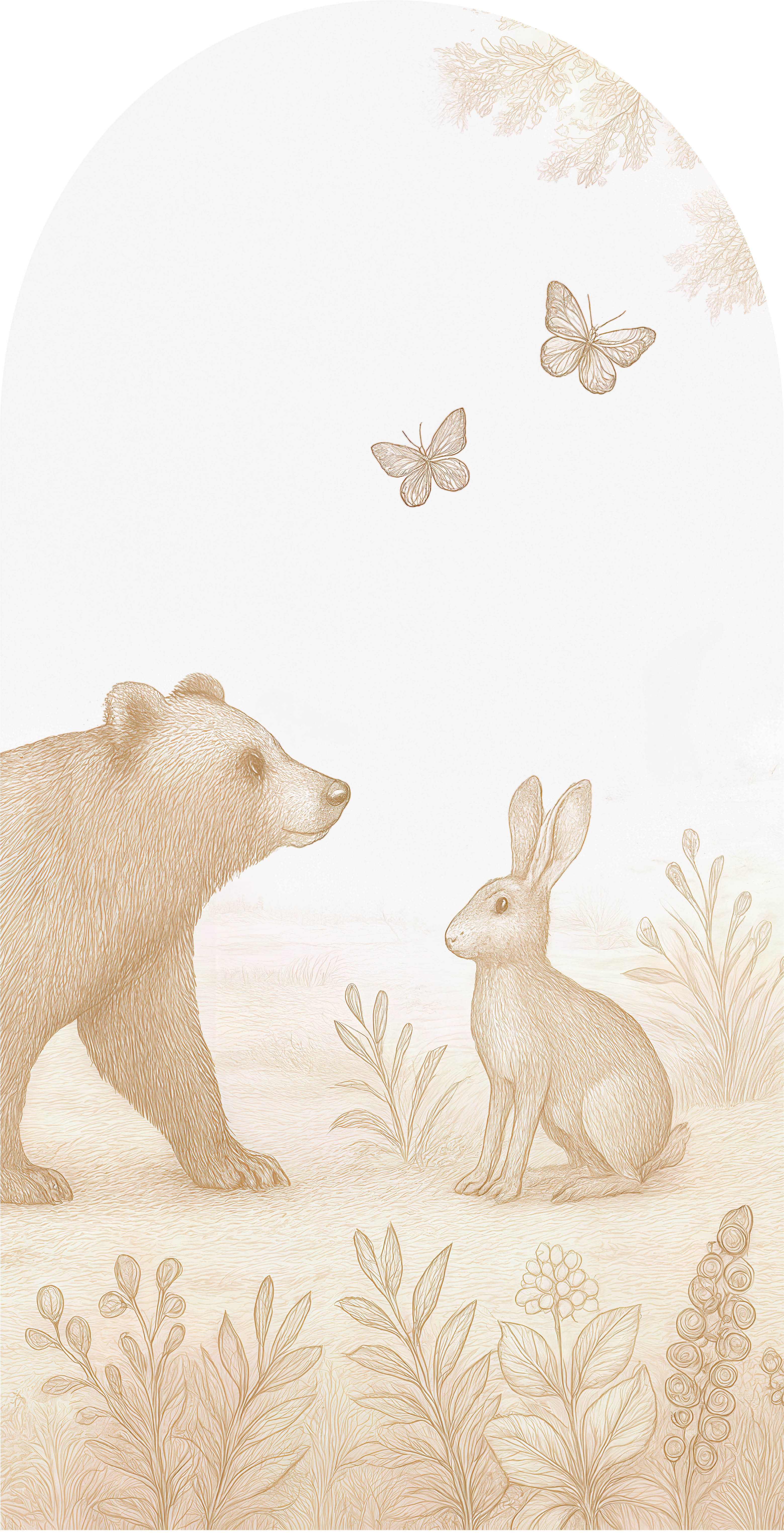 Behangboog - Bosdieren | beer en konijn