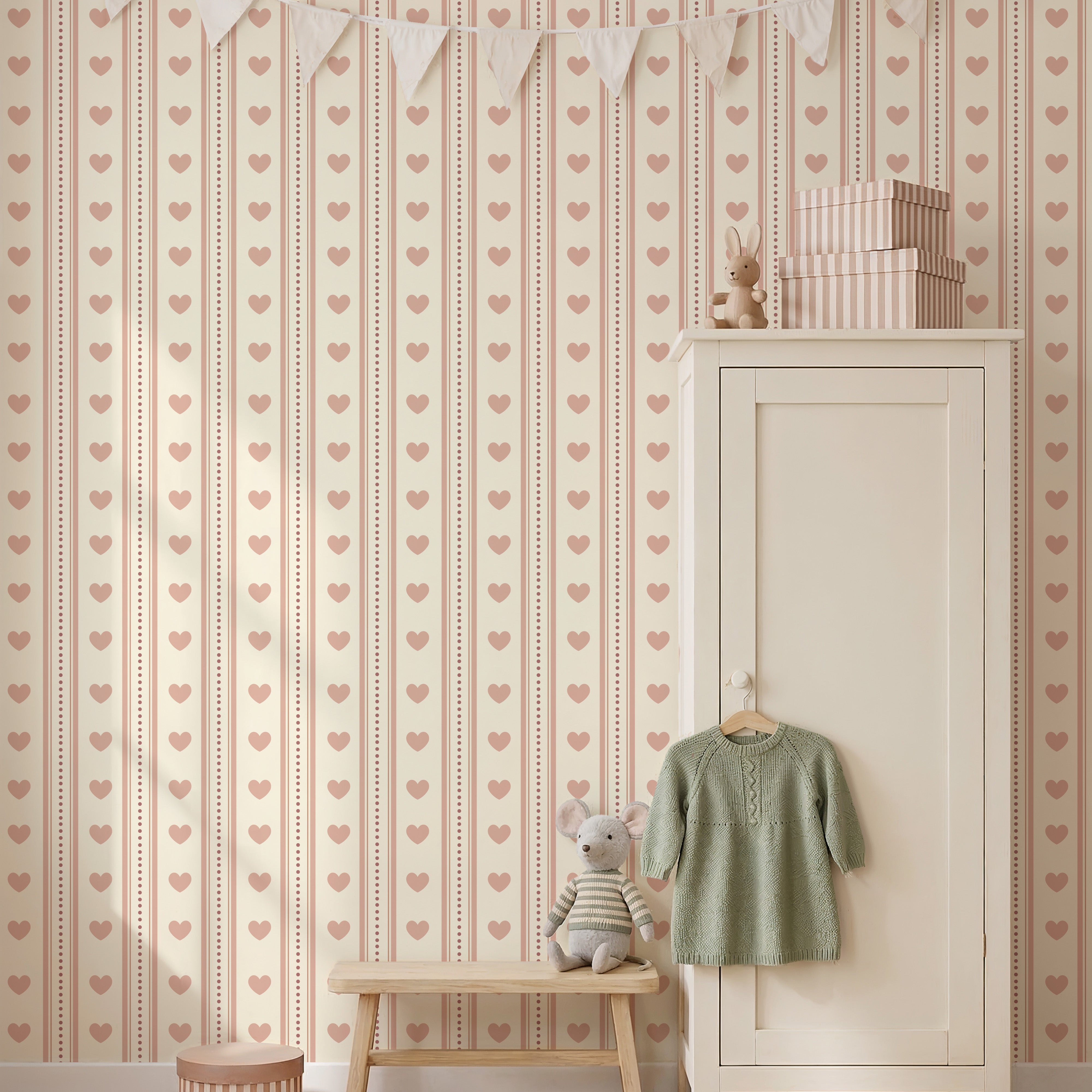 Behang Vintage Hearts