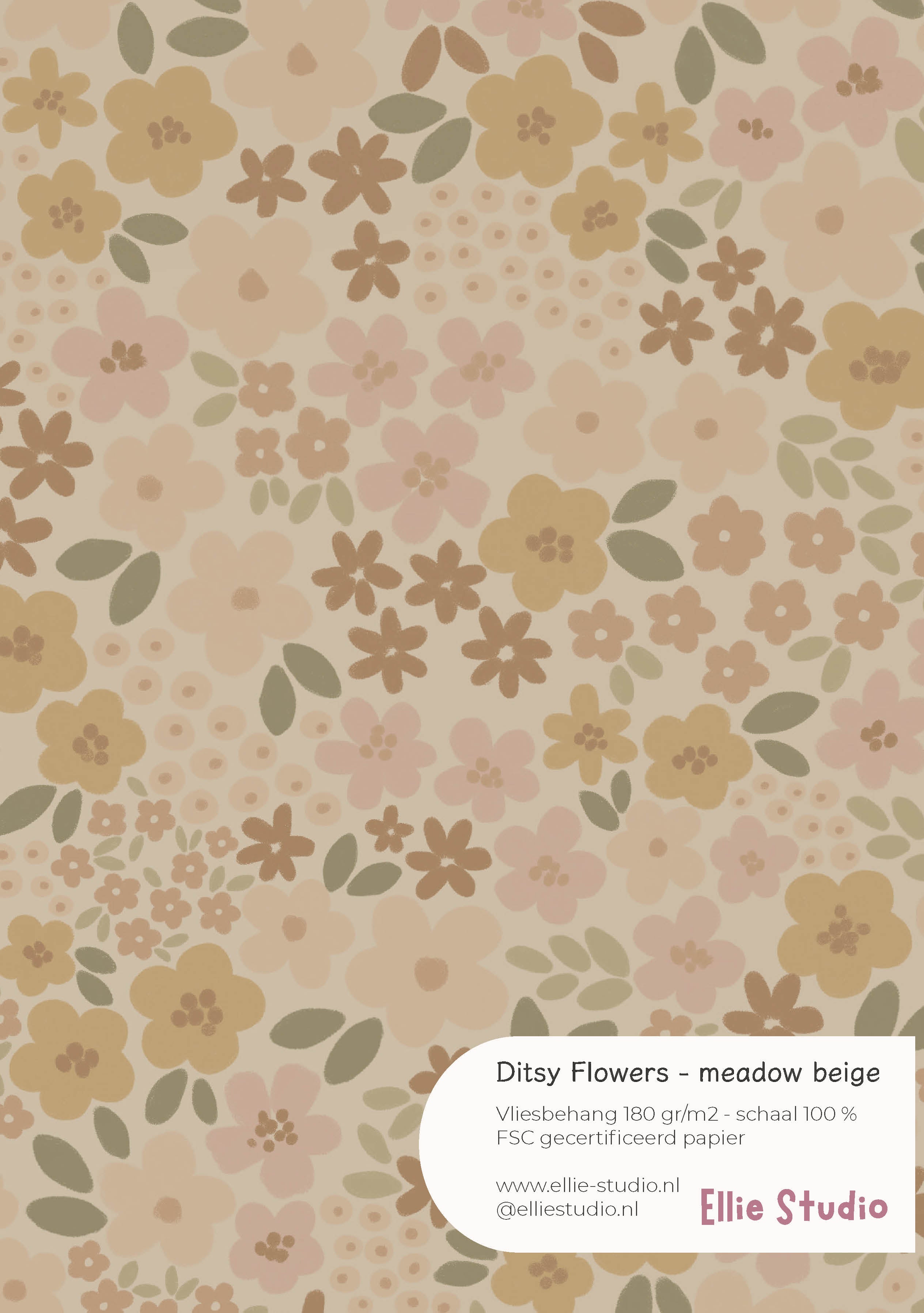 Behangstaal Ditsy Flowers - meadow beige
