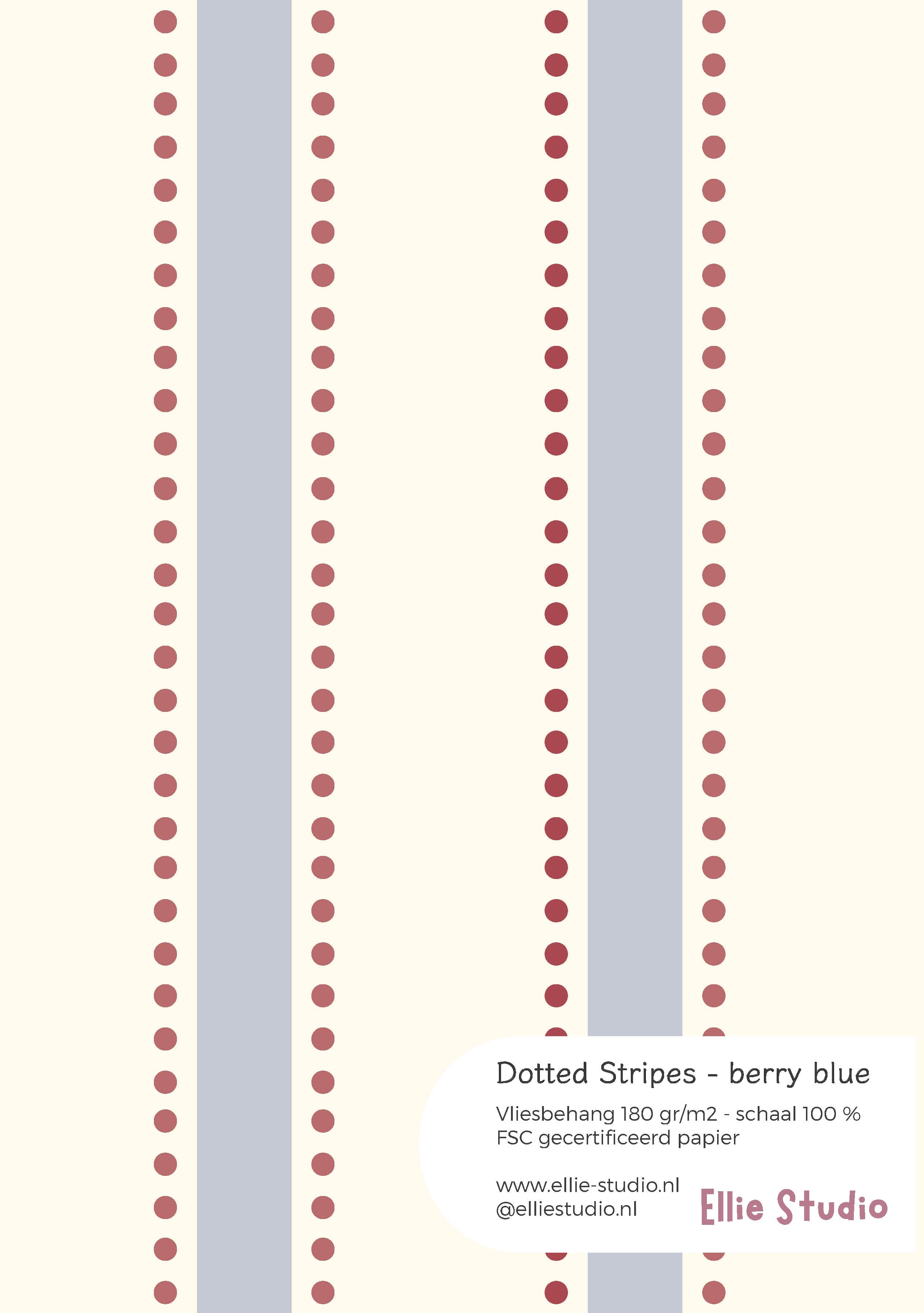 Behangstaal Dotted Stripes - berry blue