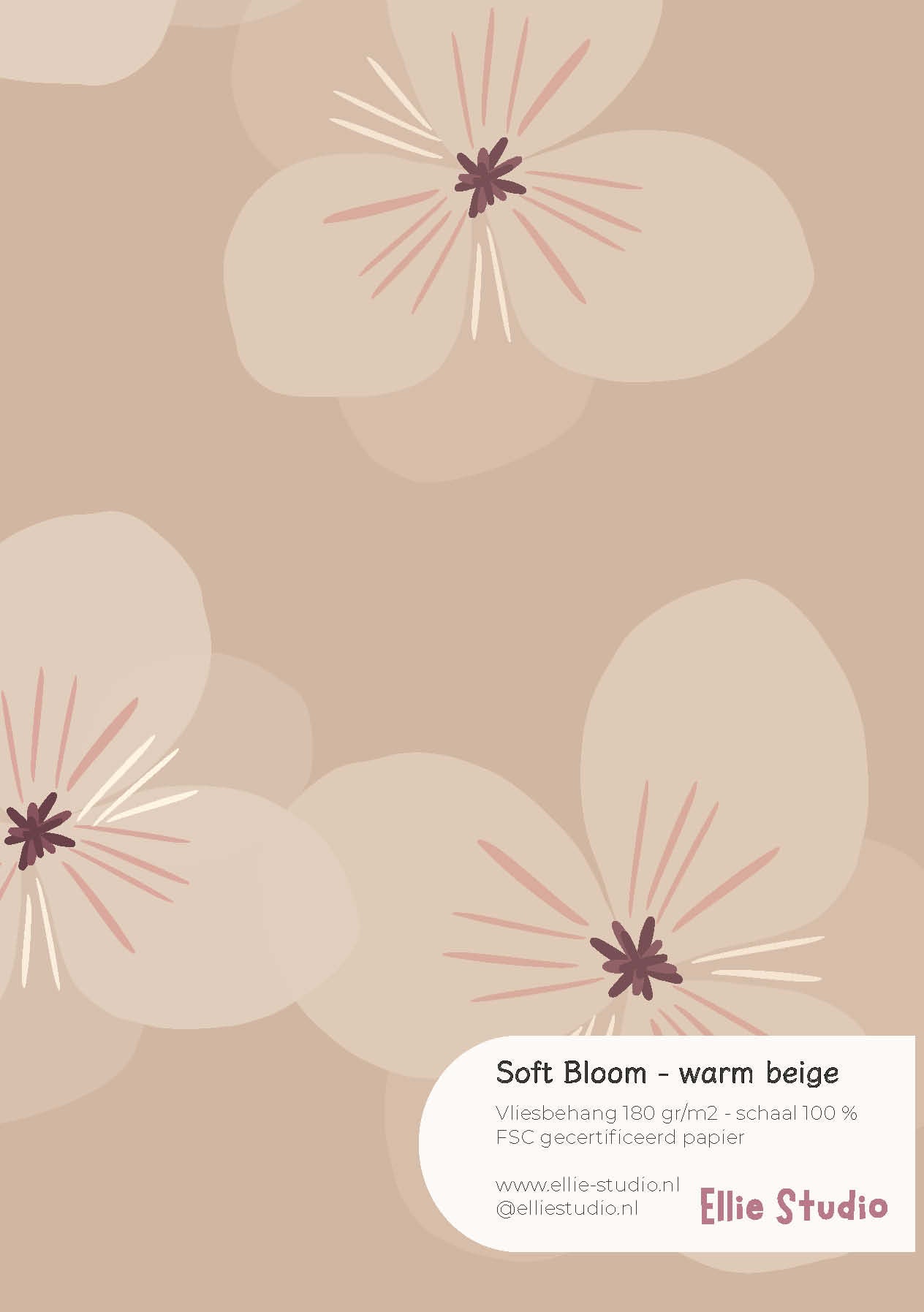 Behangstaal Soft Bloom - warm beige