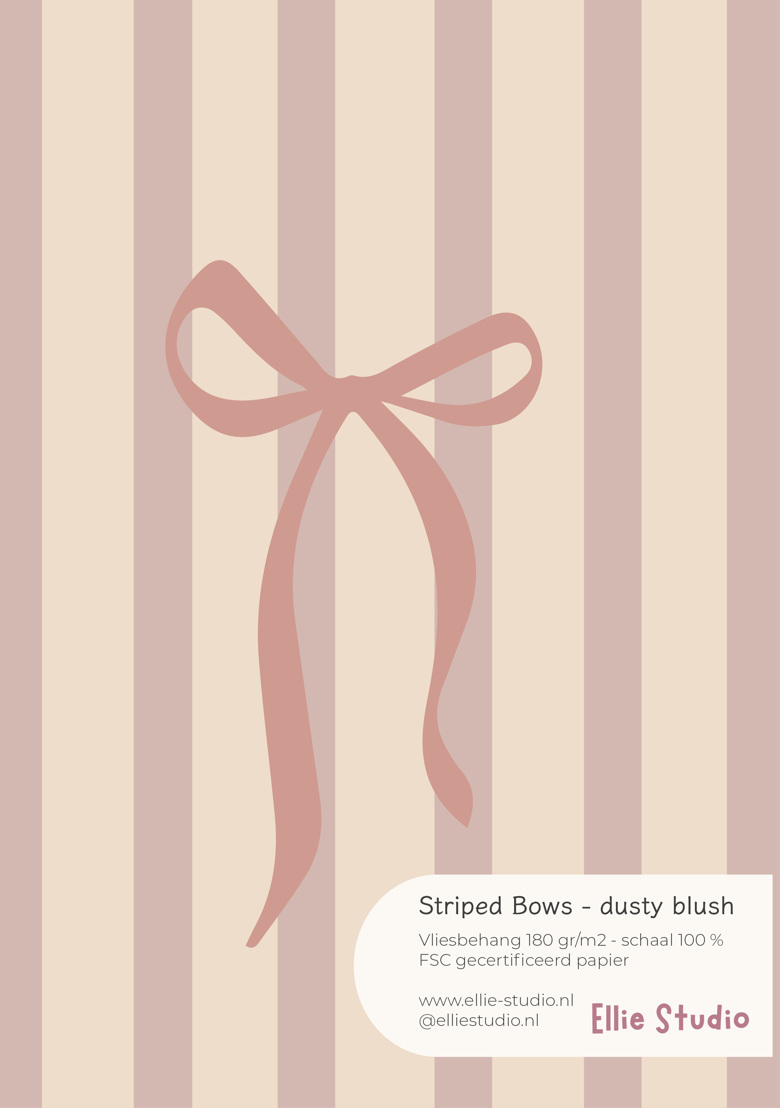 Behangstaal Striped Bows - dusty blush