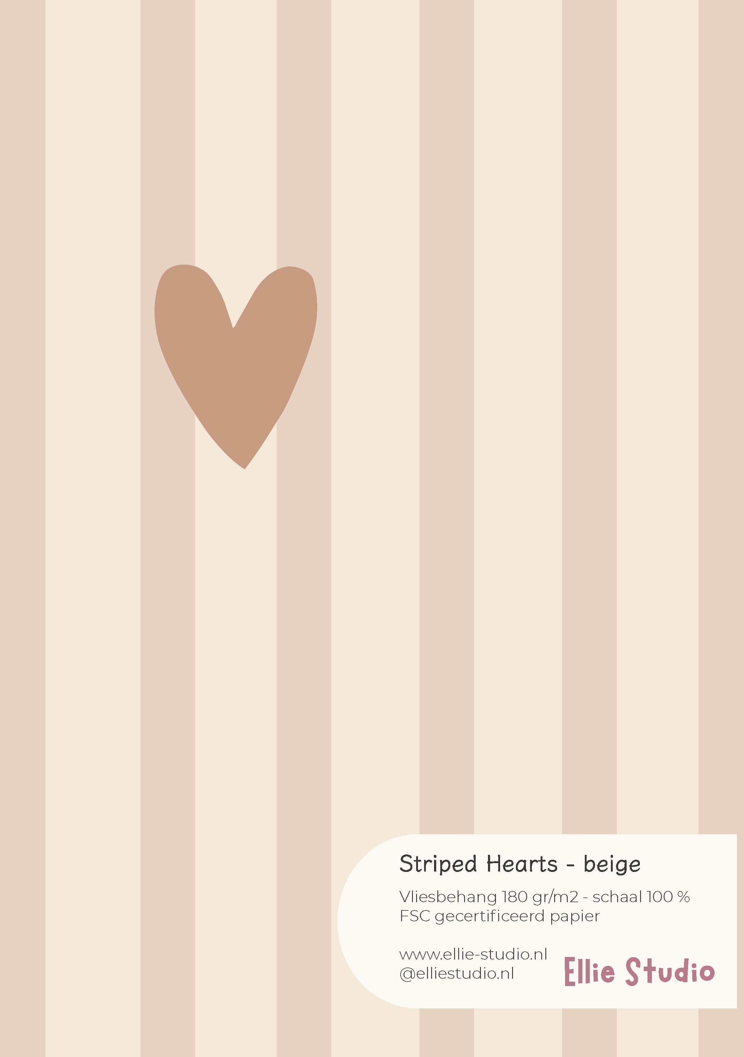 Behangstaal Striped Hearts - beige