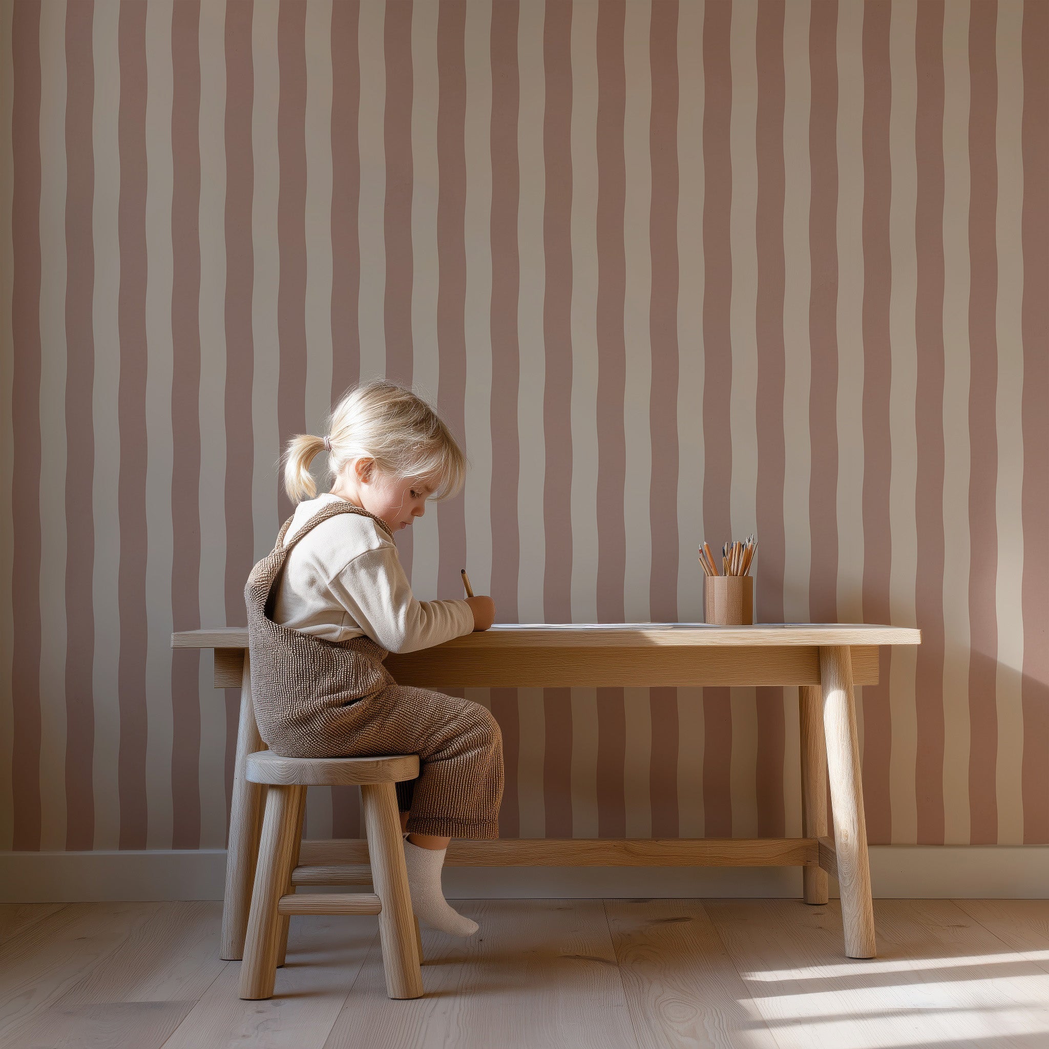 Wallpaper Wavy Stripes - terra pink