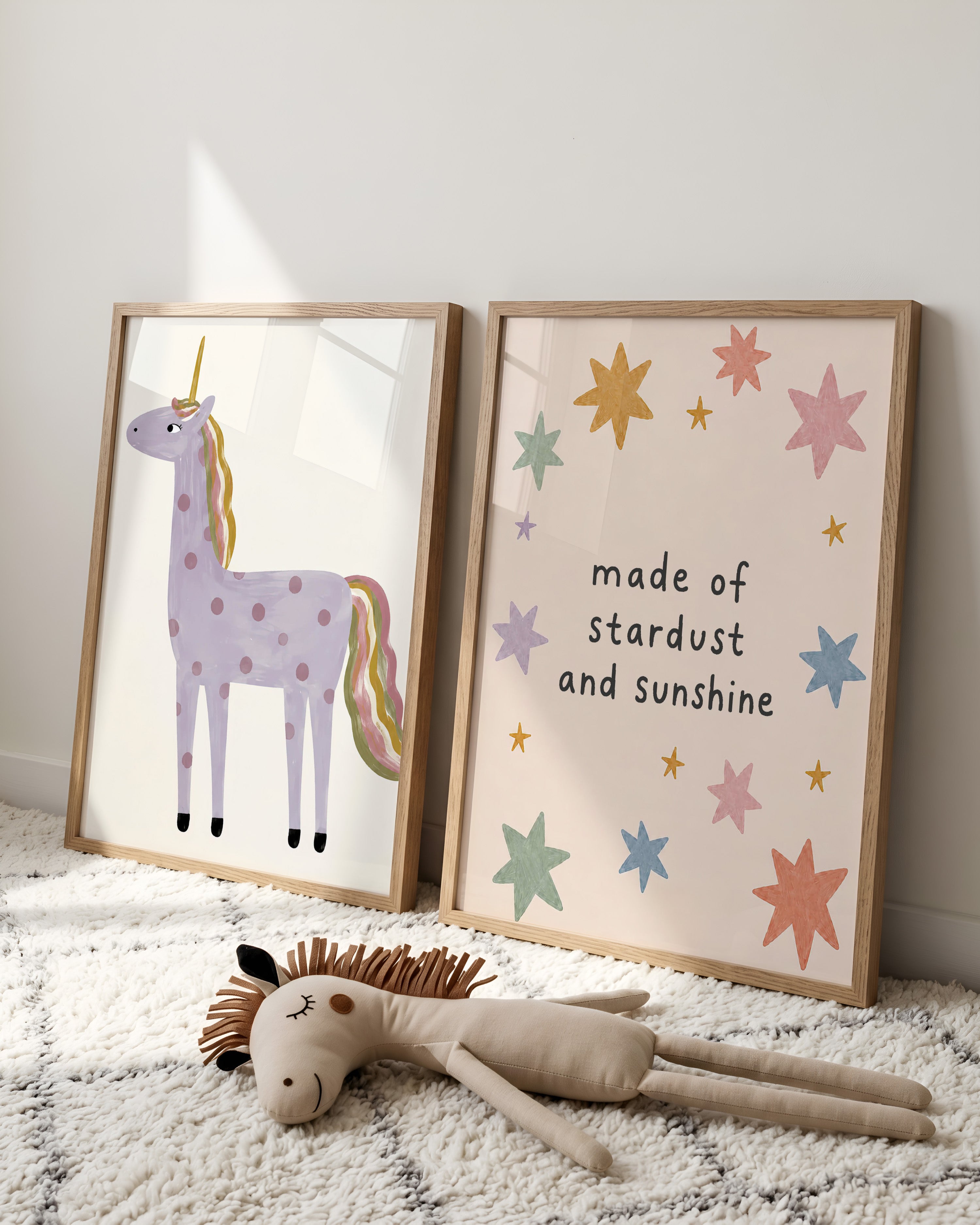 Children's room print - Rabbit with Field Flowers