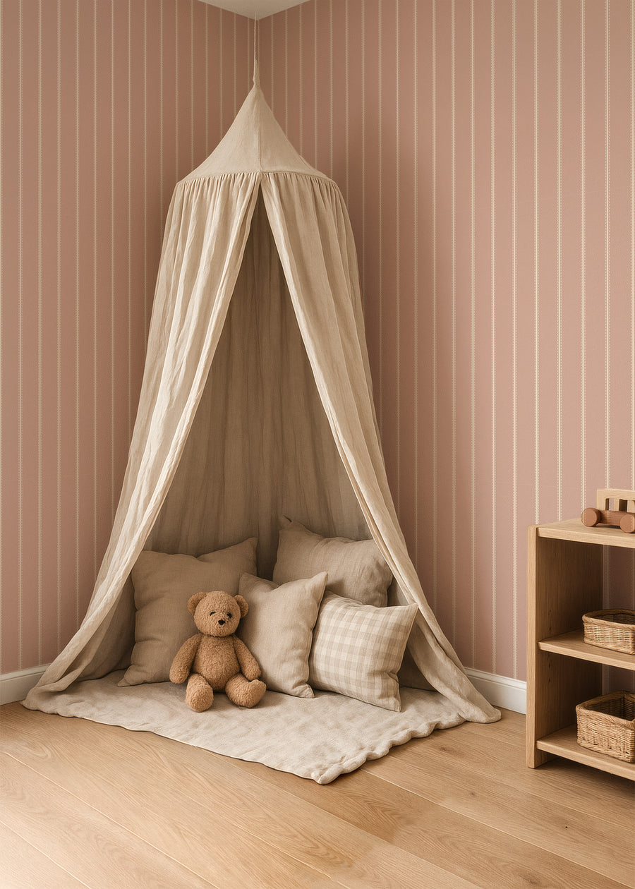 Behang Tiny Stripes - nude pink