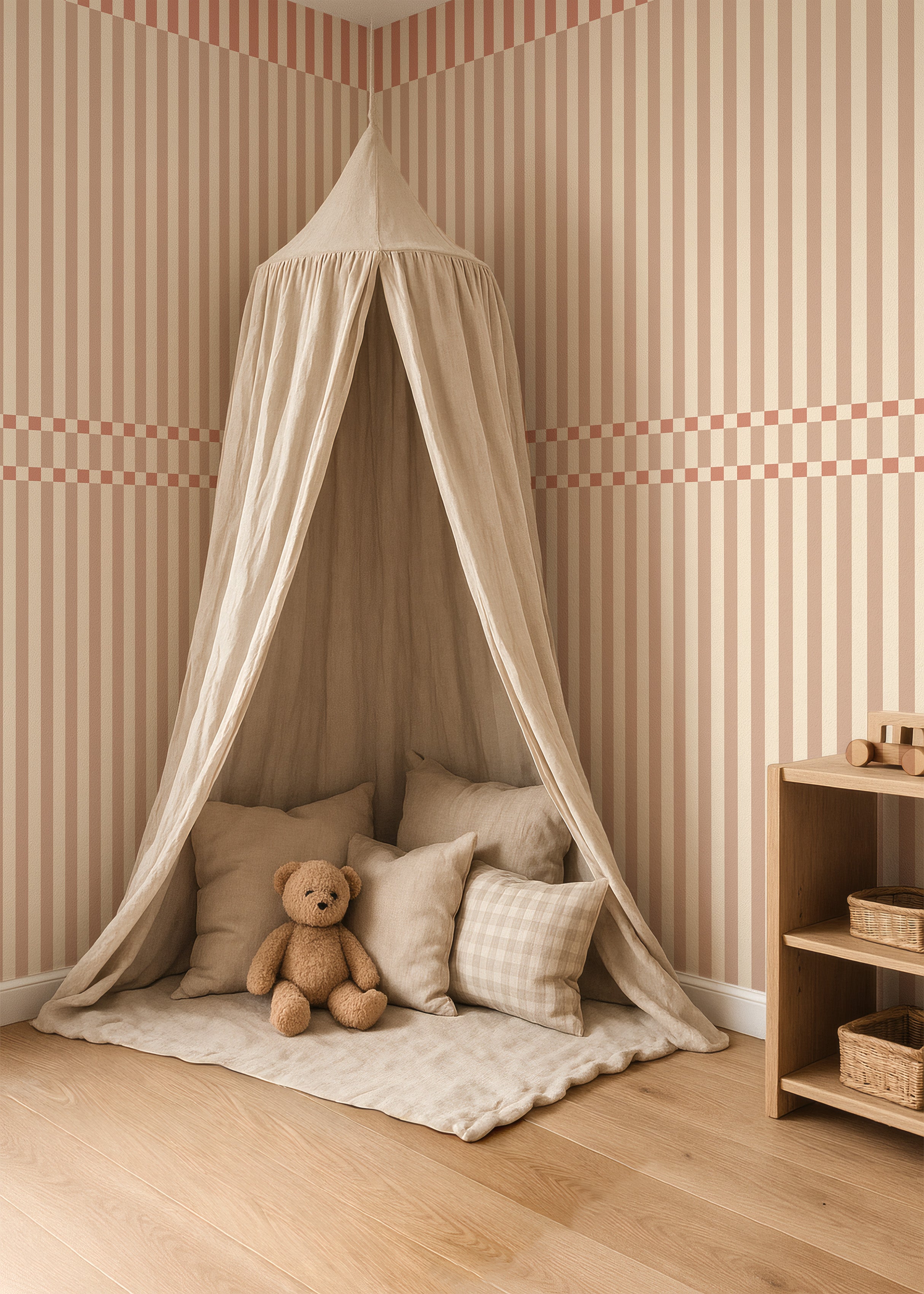 Wallpaper Checkered Stripes - sand