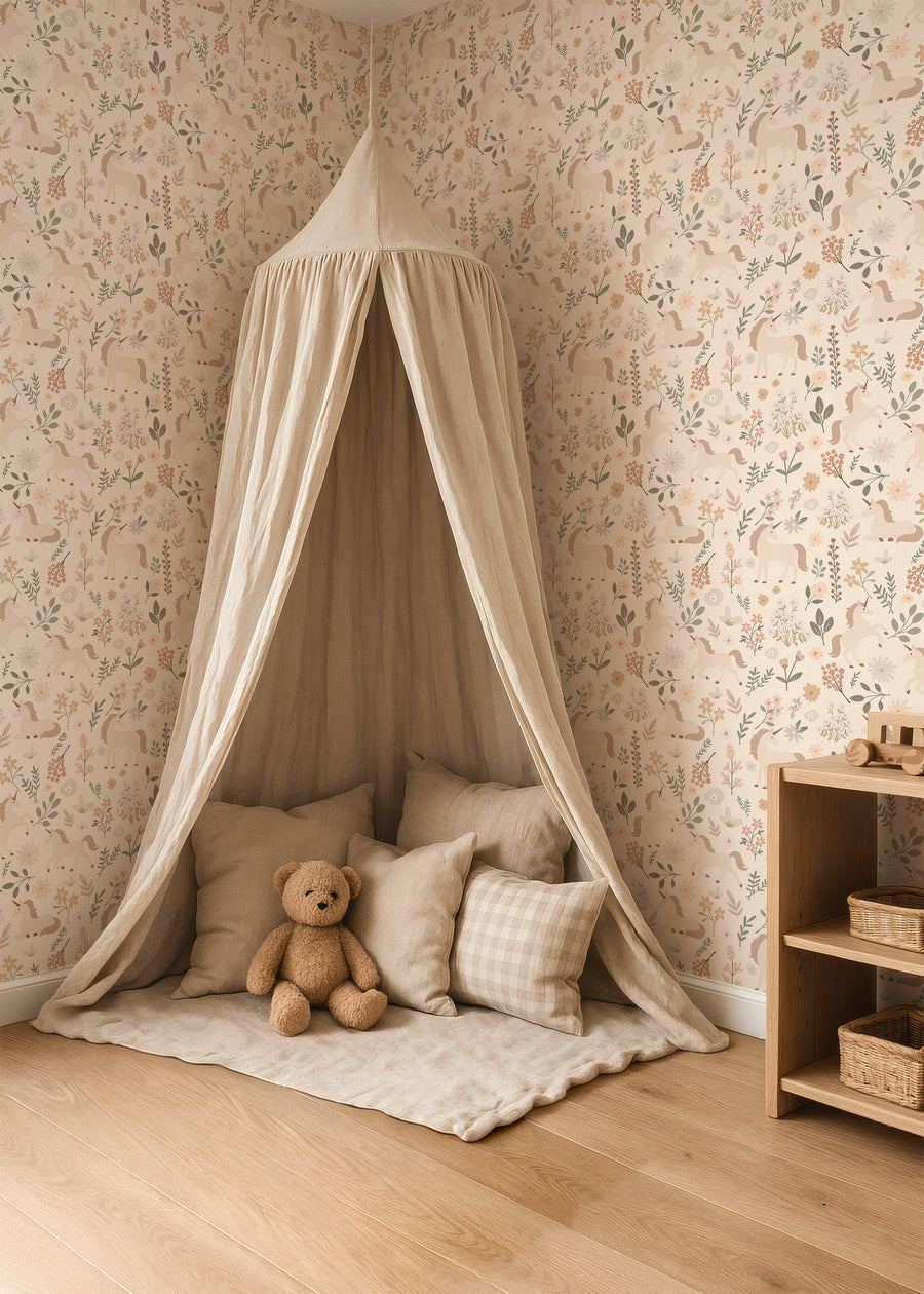 Wallpaper Unicorns - beige