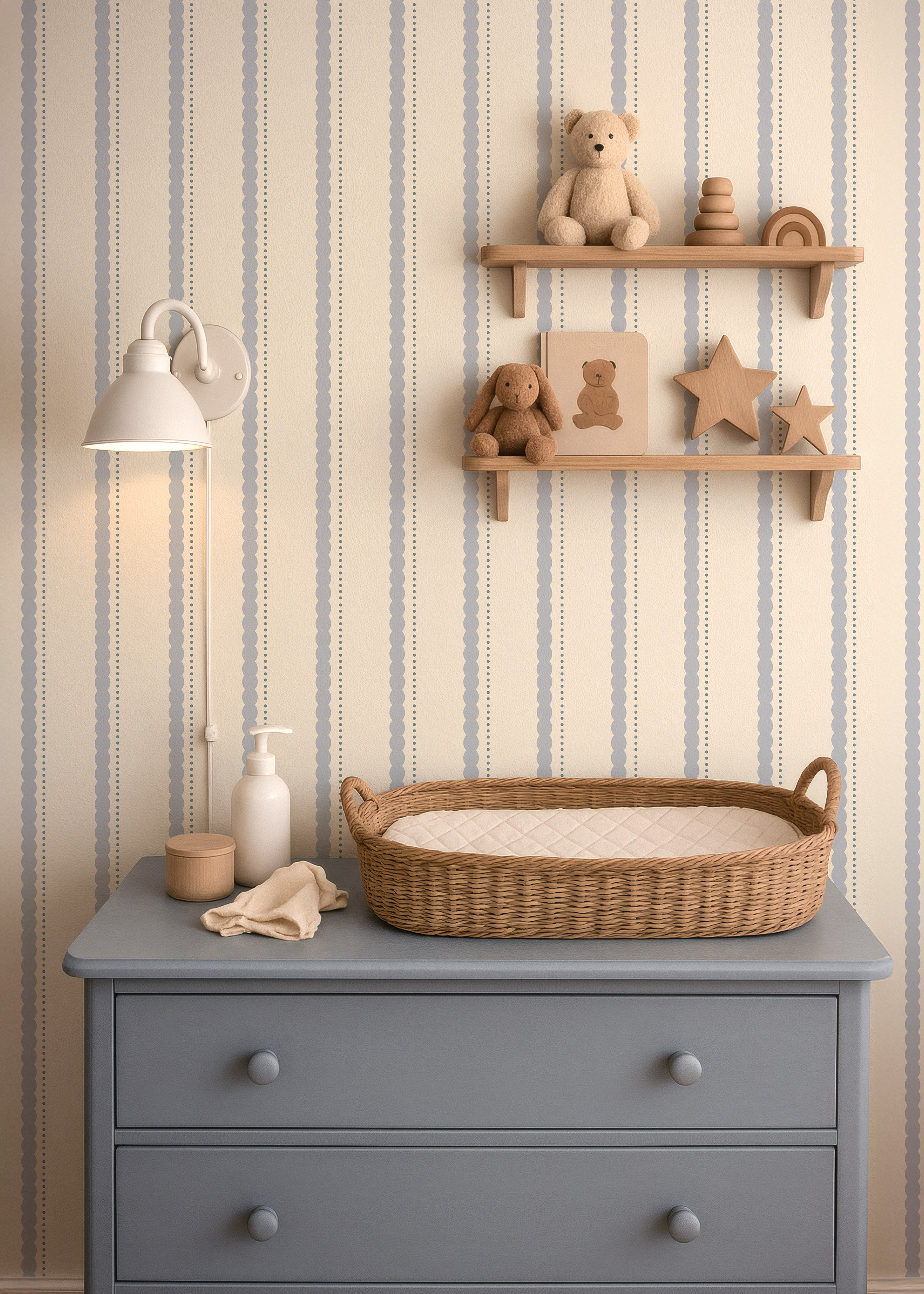 Wallpaper Bubble Stripes - powder blue